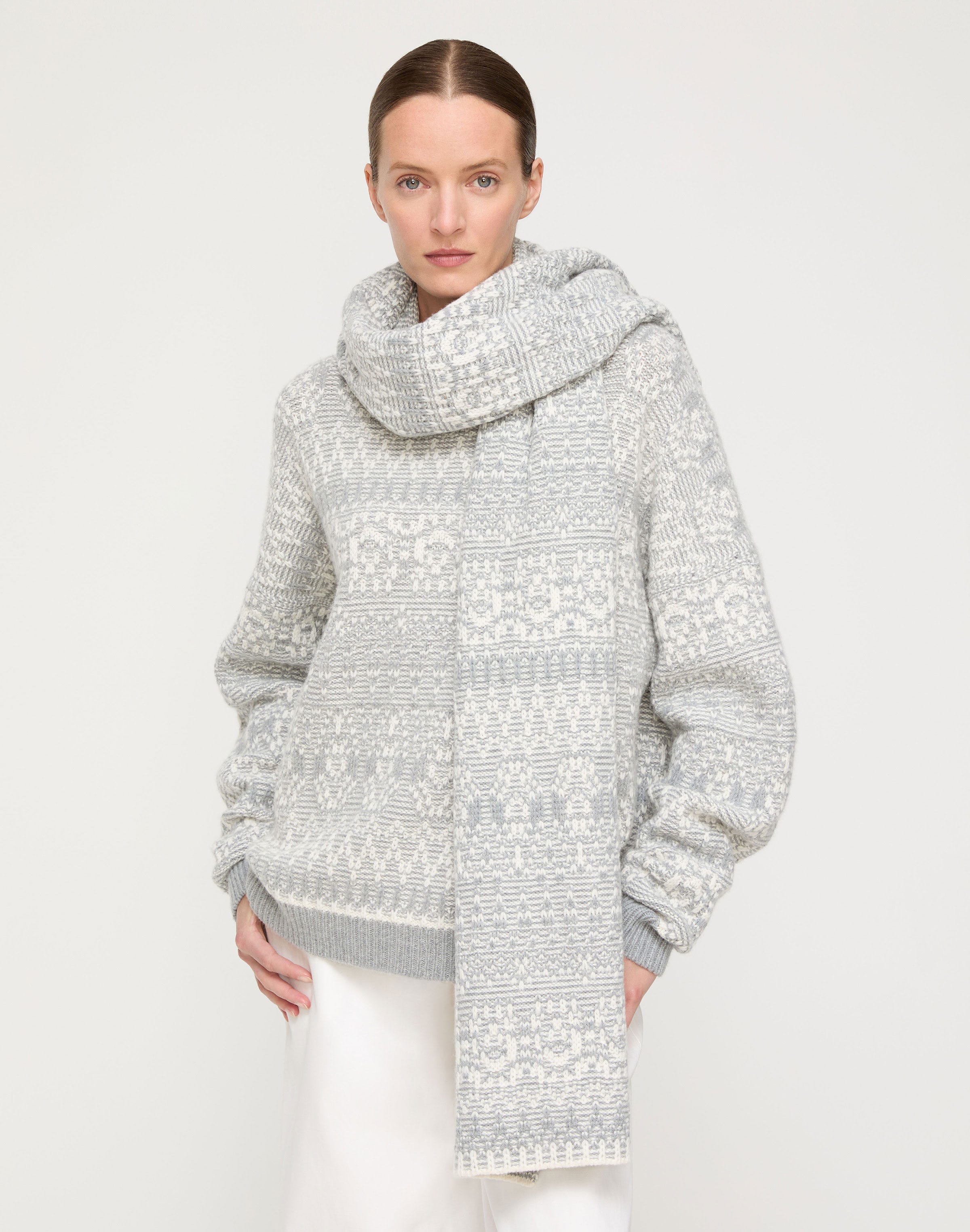 Merino Wool-Cashmere Fair Isle Scarf