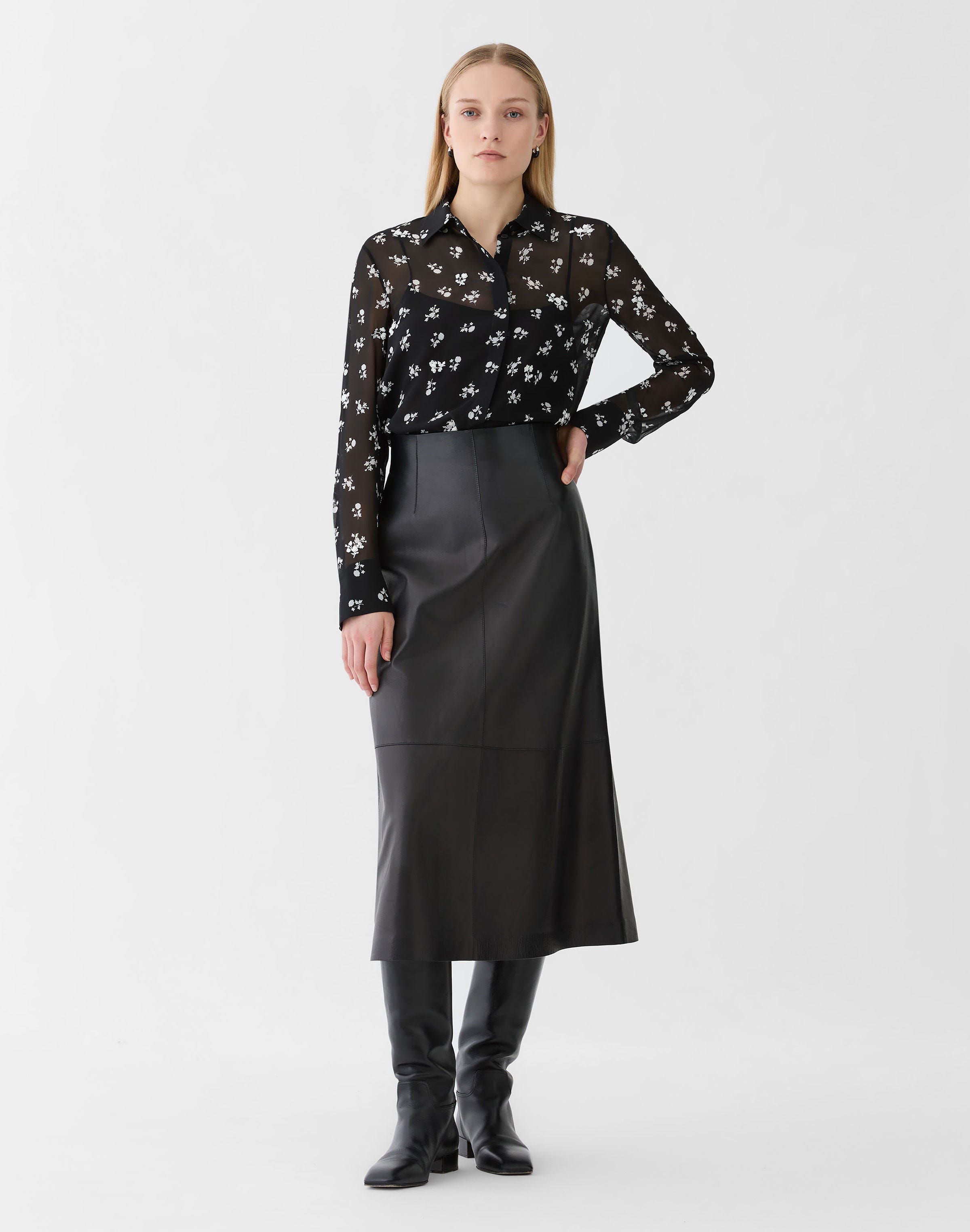 Ditsy Floral Print Silk Georgette Embellished Blouse
