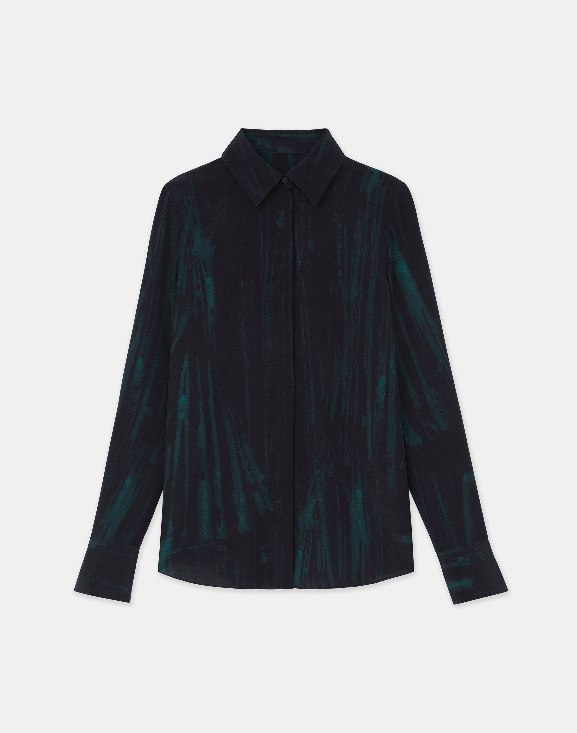 Petite Stamped Pages Print Silk Crepe De Chine Blouse
