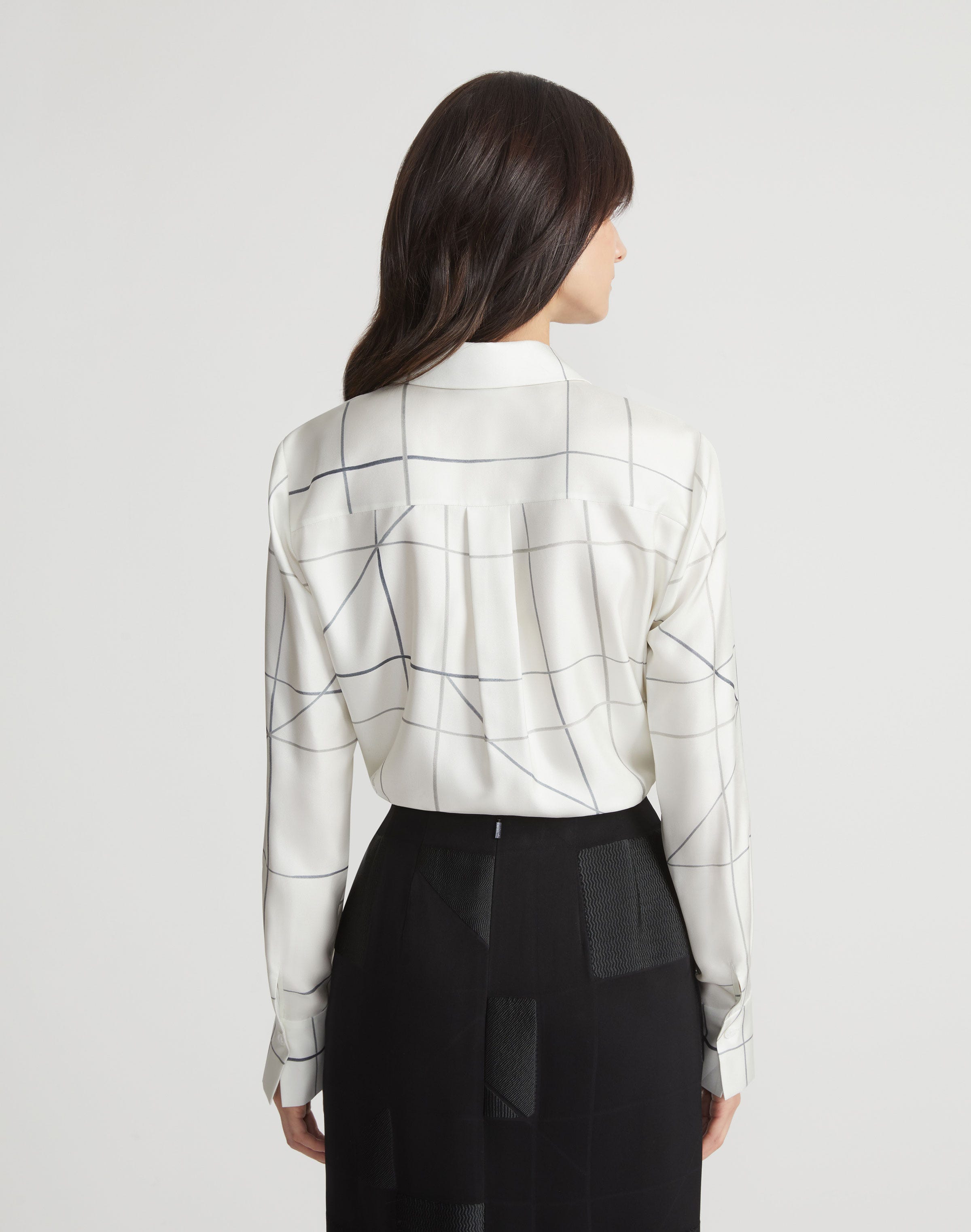 Petite Floorplan Print Silk Twill Button Blouse