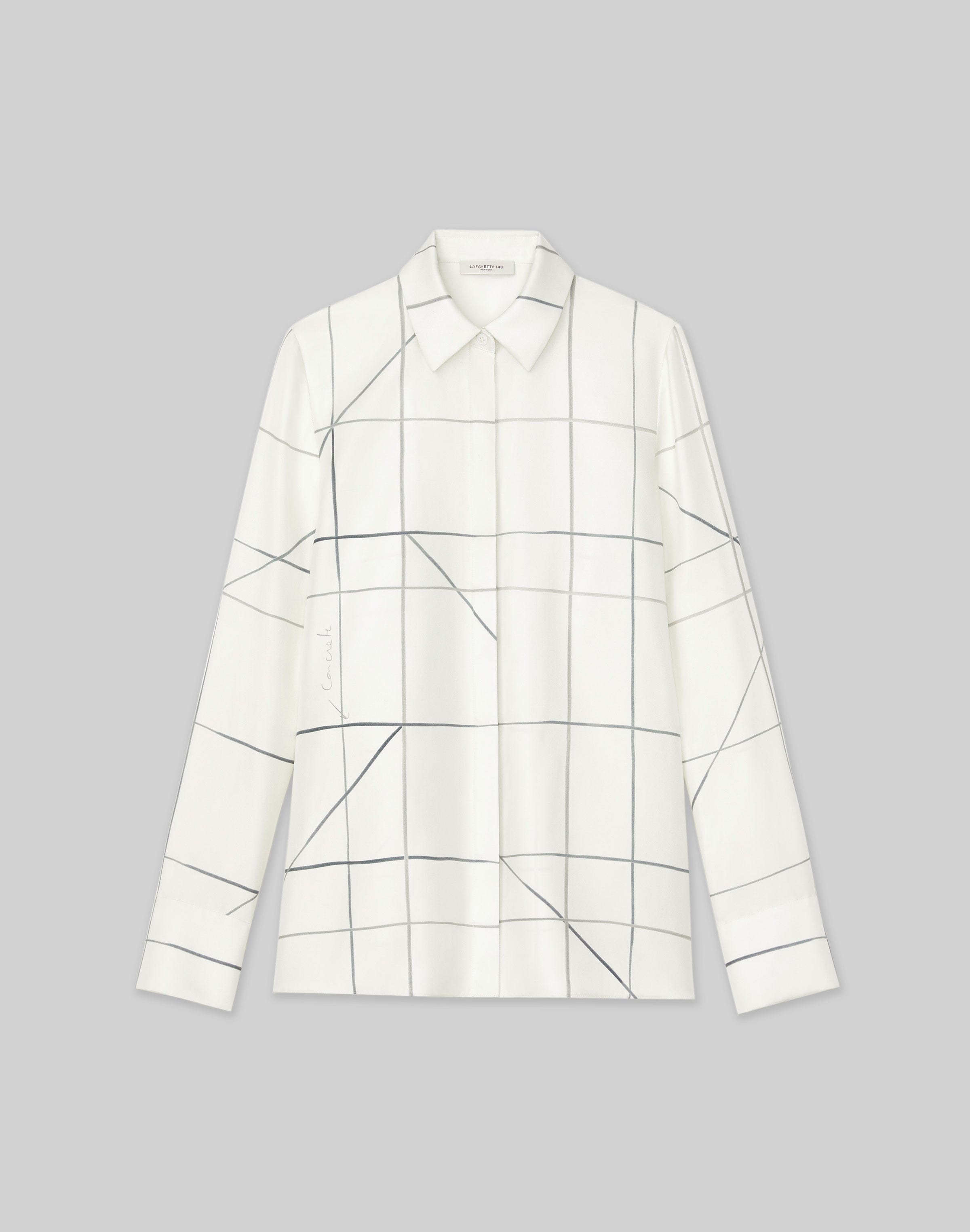 Petite Floorplan Print Silk Twill Button Blouse
