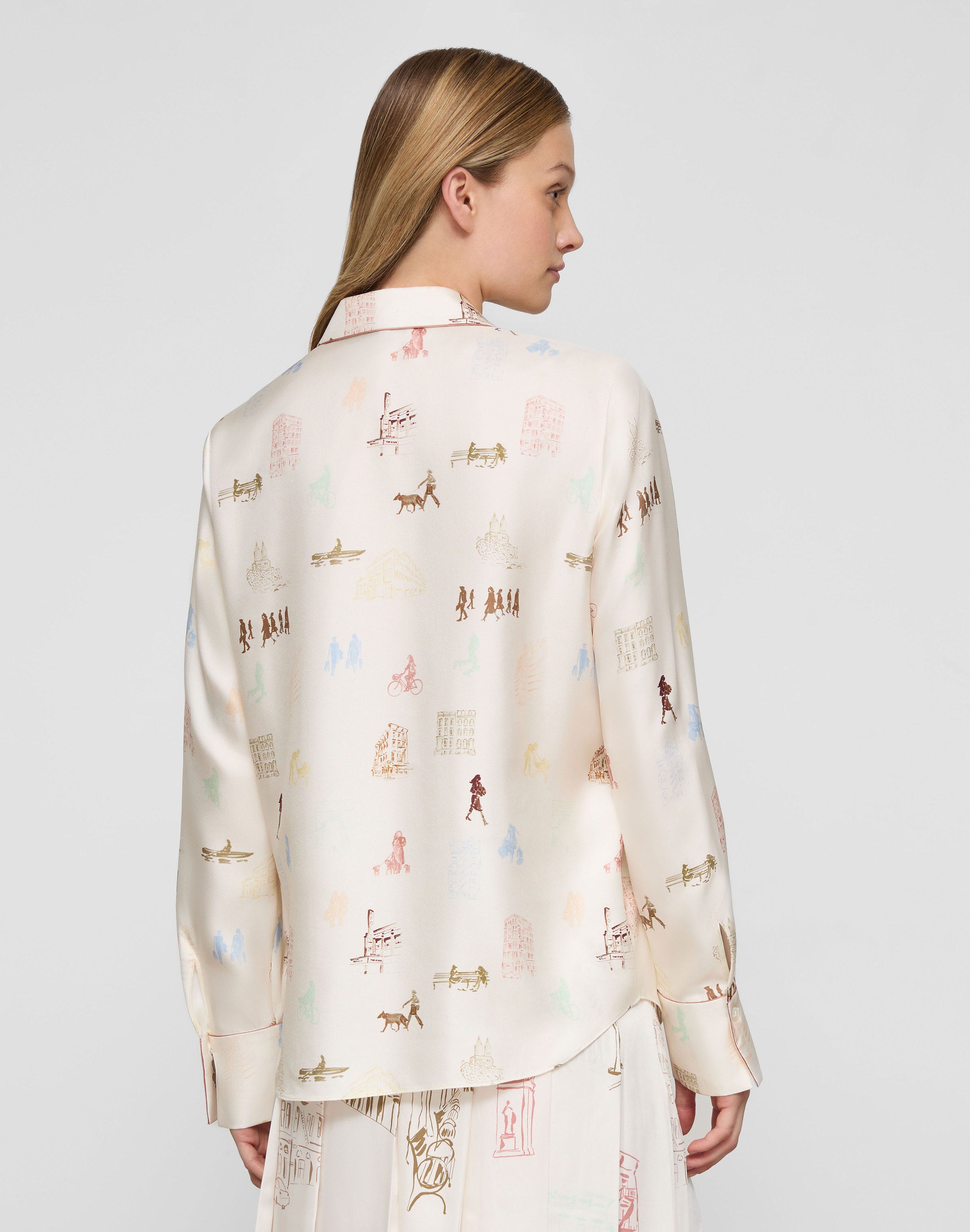 Plus-Size Manhattan Print Silk Twill Button Blouse