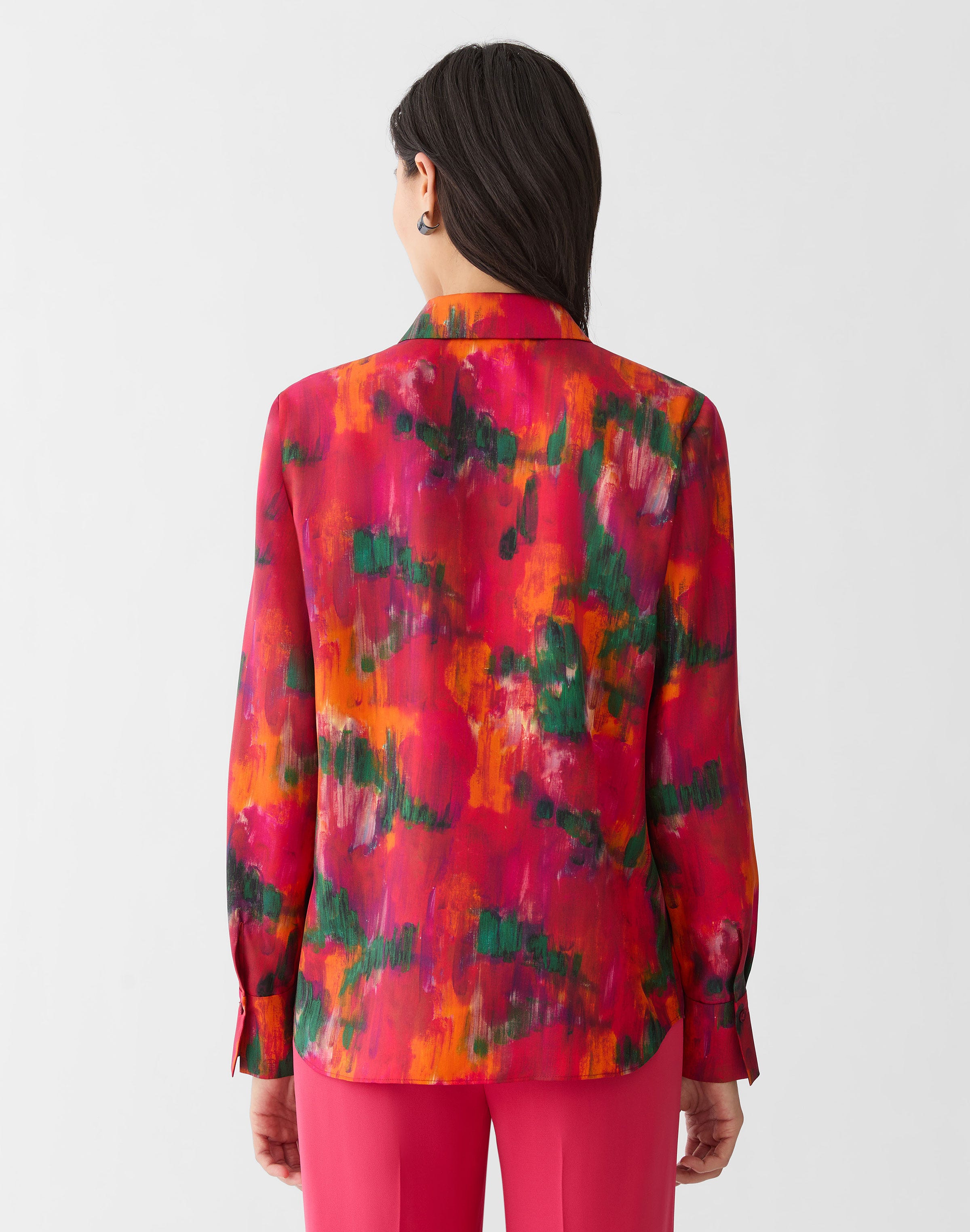 Blossom Print Silk Button Blouse