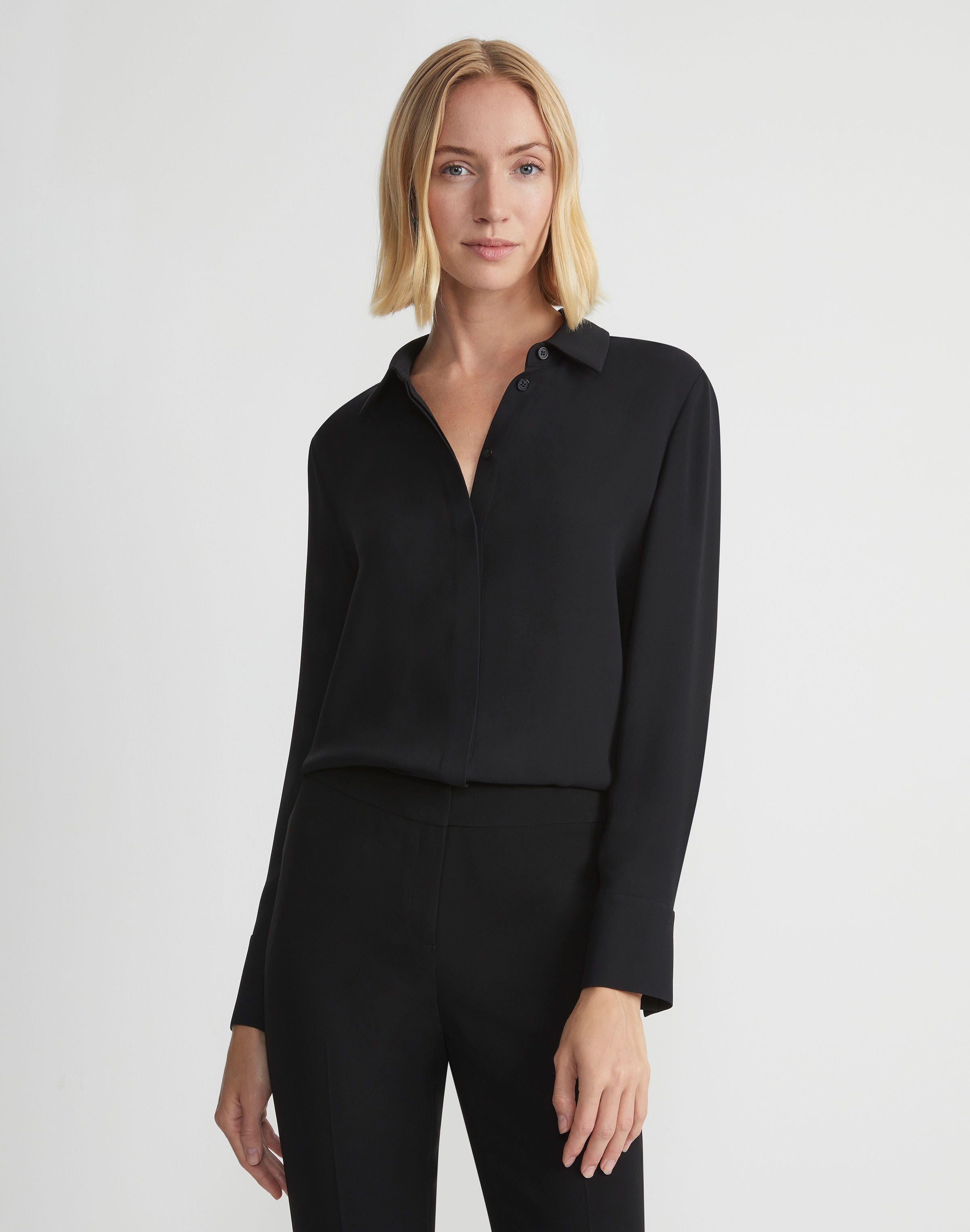 Plus-Size Silk Georgette Button Blouse