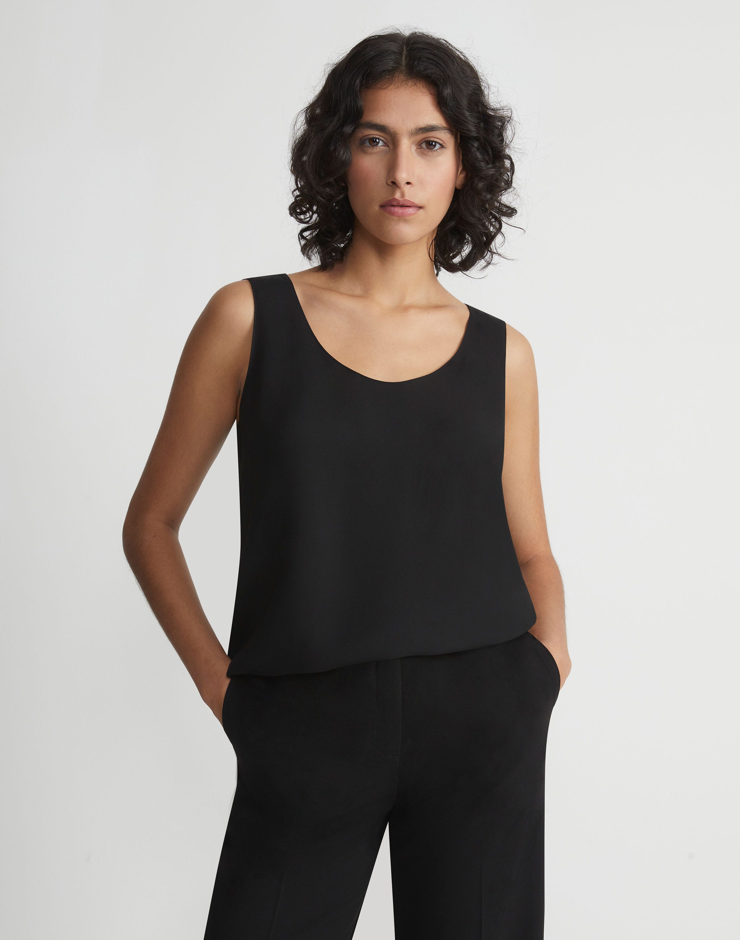 Plus-Size Silk Double Georgette Sleeveless Blouse