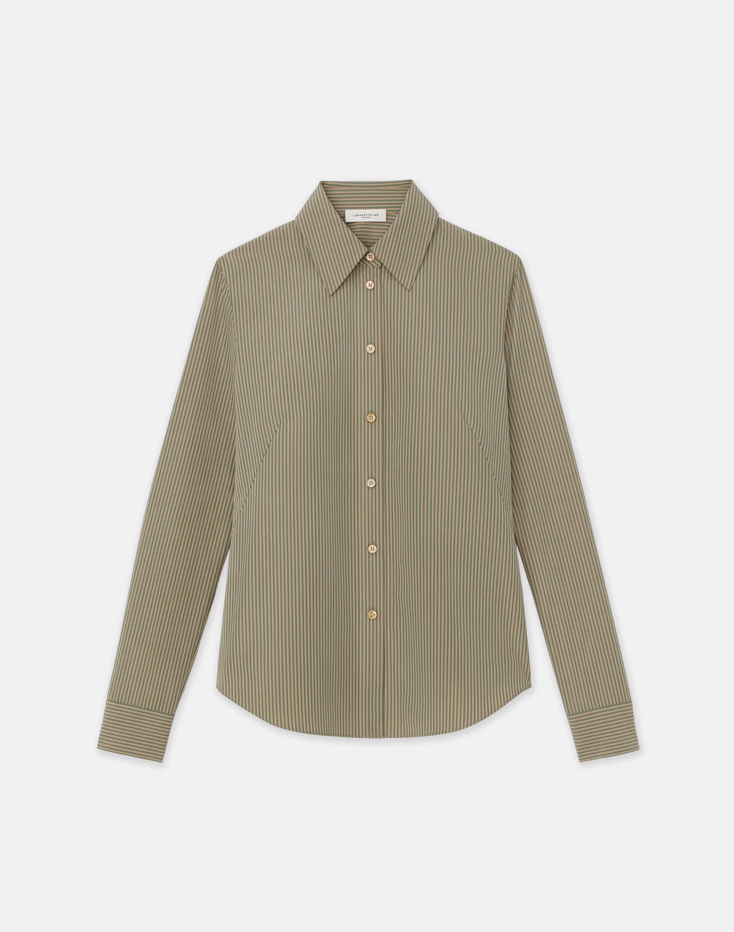 Petite Stripe Cotton Slim Shirt
