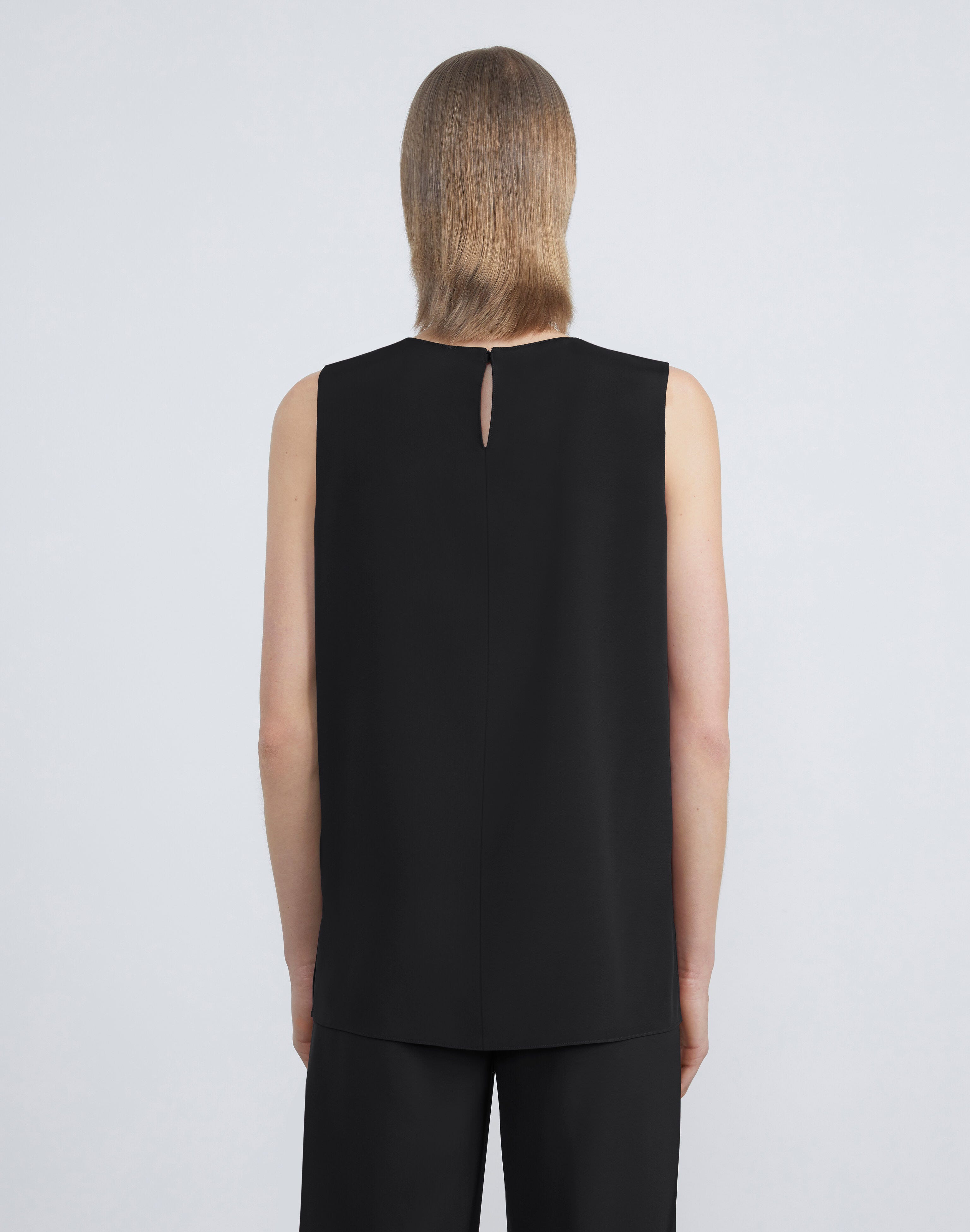 Petite Silk Crepe De Chine Sleeveless Blouse
