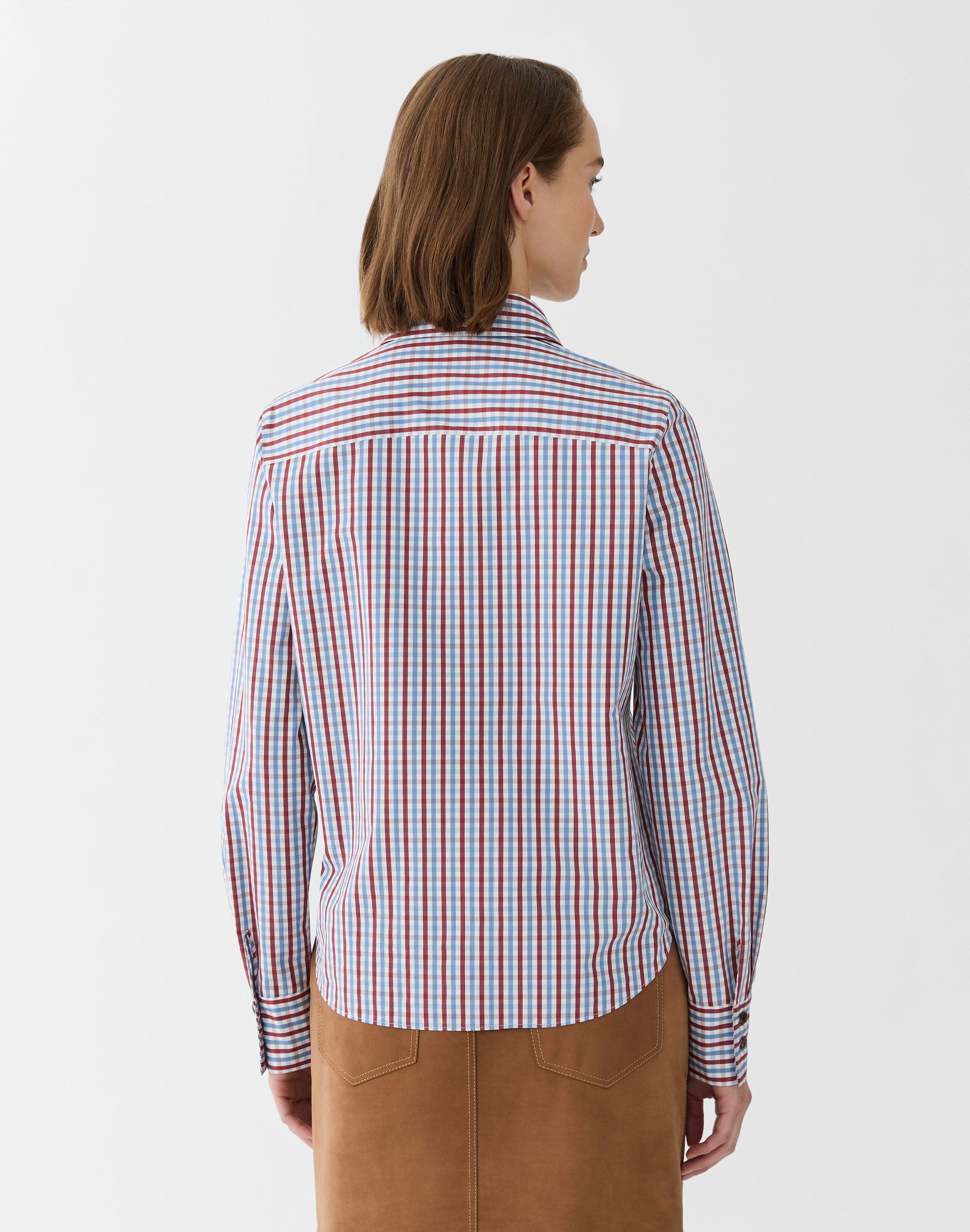 Gingham Cotton Button Front Shirt