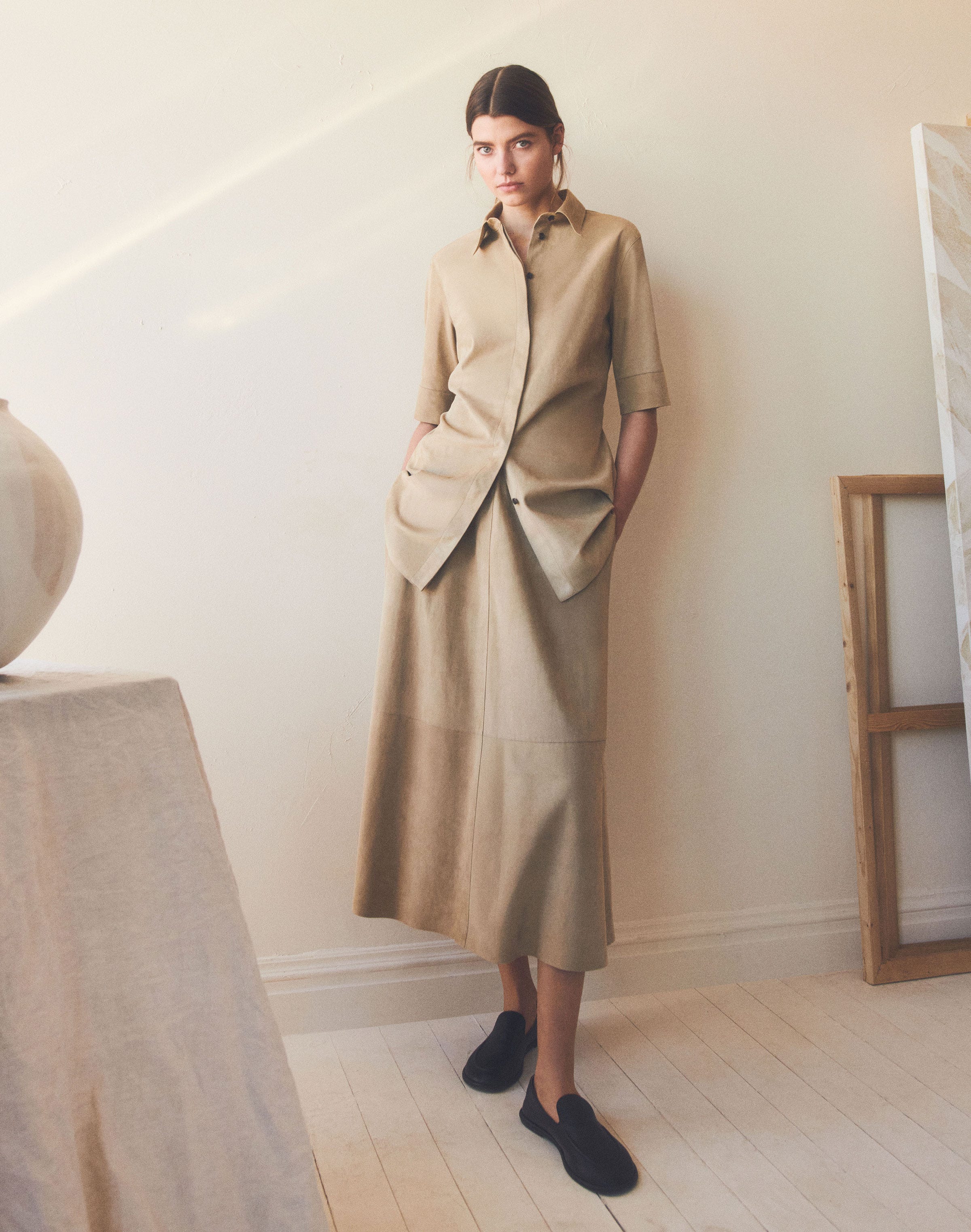 Paperfine Suede Shirt and Skirt