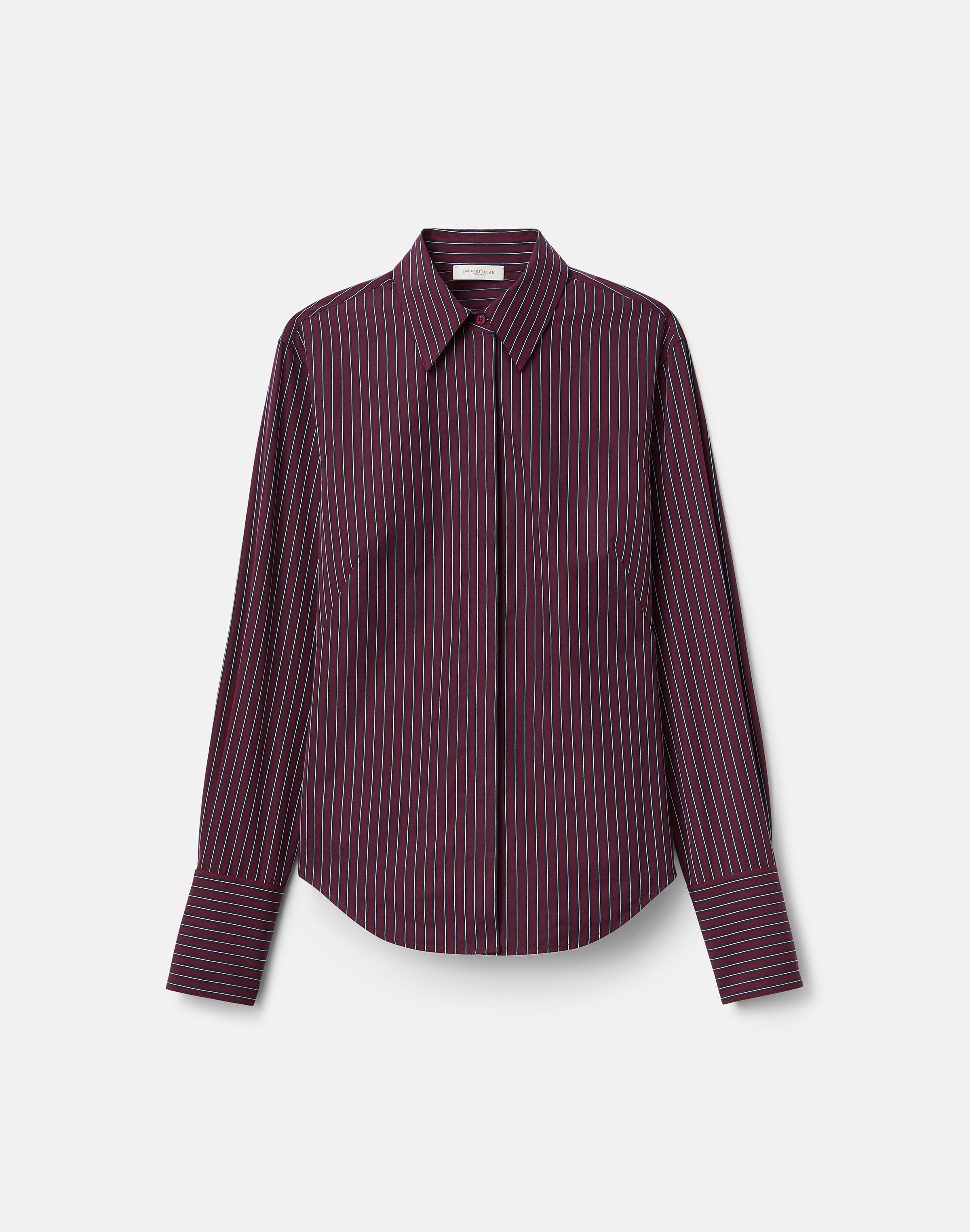 Petite Pinstripe Cotton Fitted Shirt