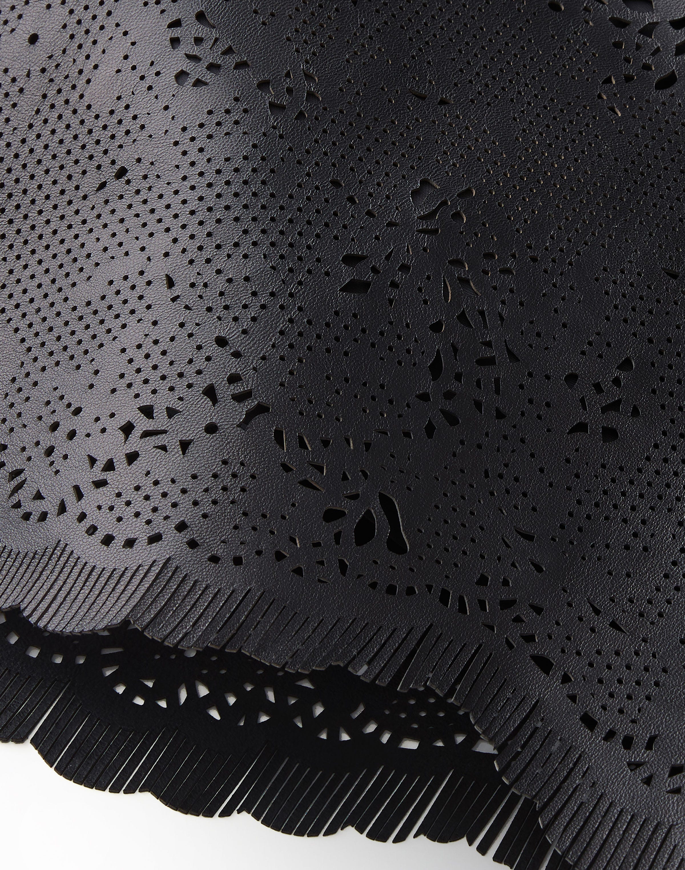 Laser Cut Nappa Leather Oversized Cropped Shirt