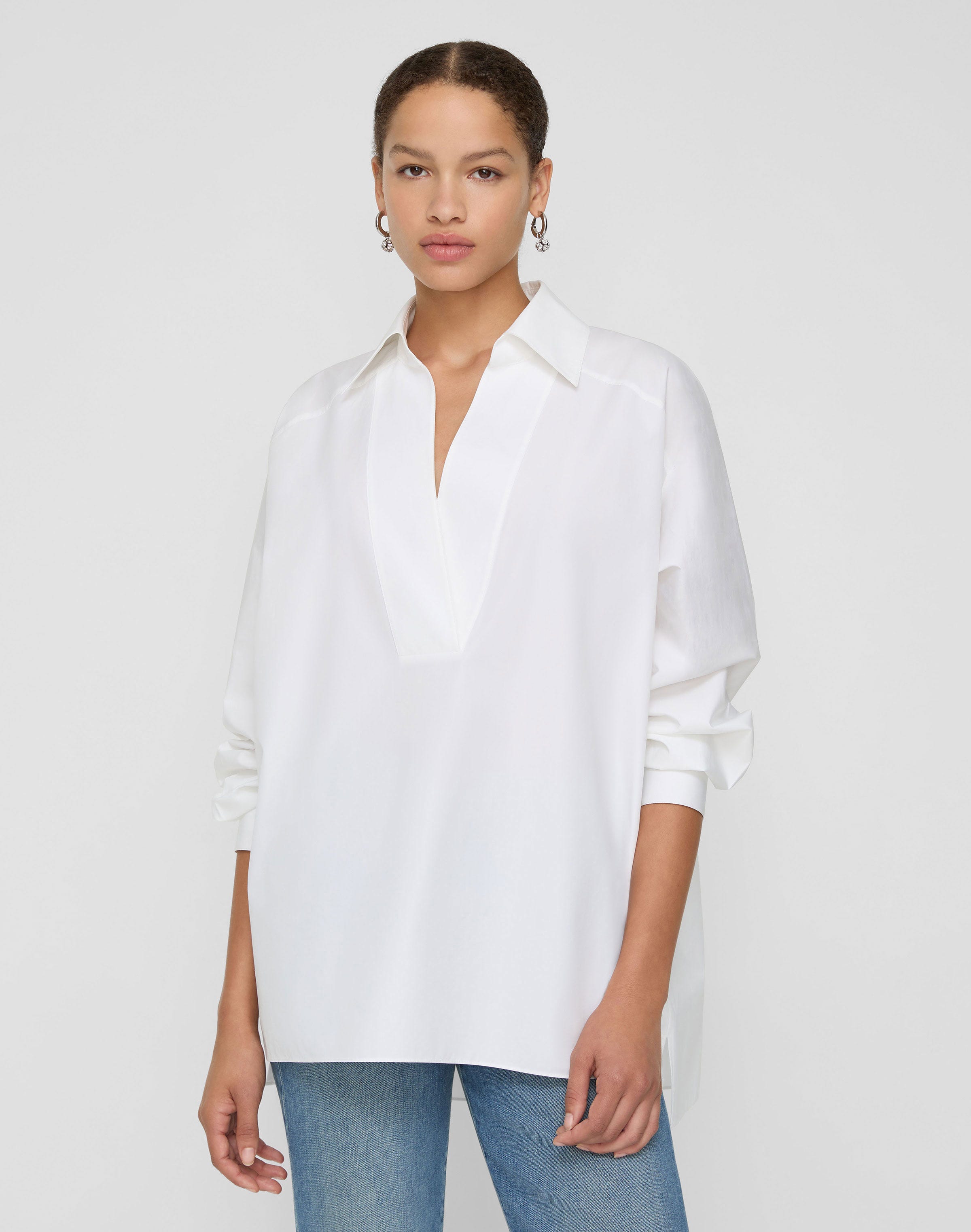 Organic Cotton Poplin Oversized Popover Shirt