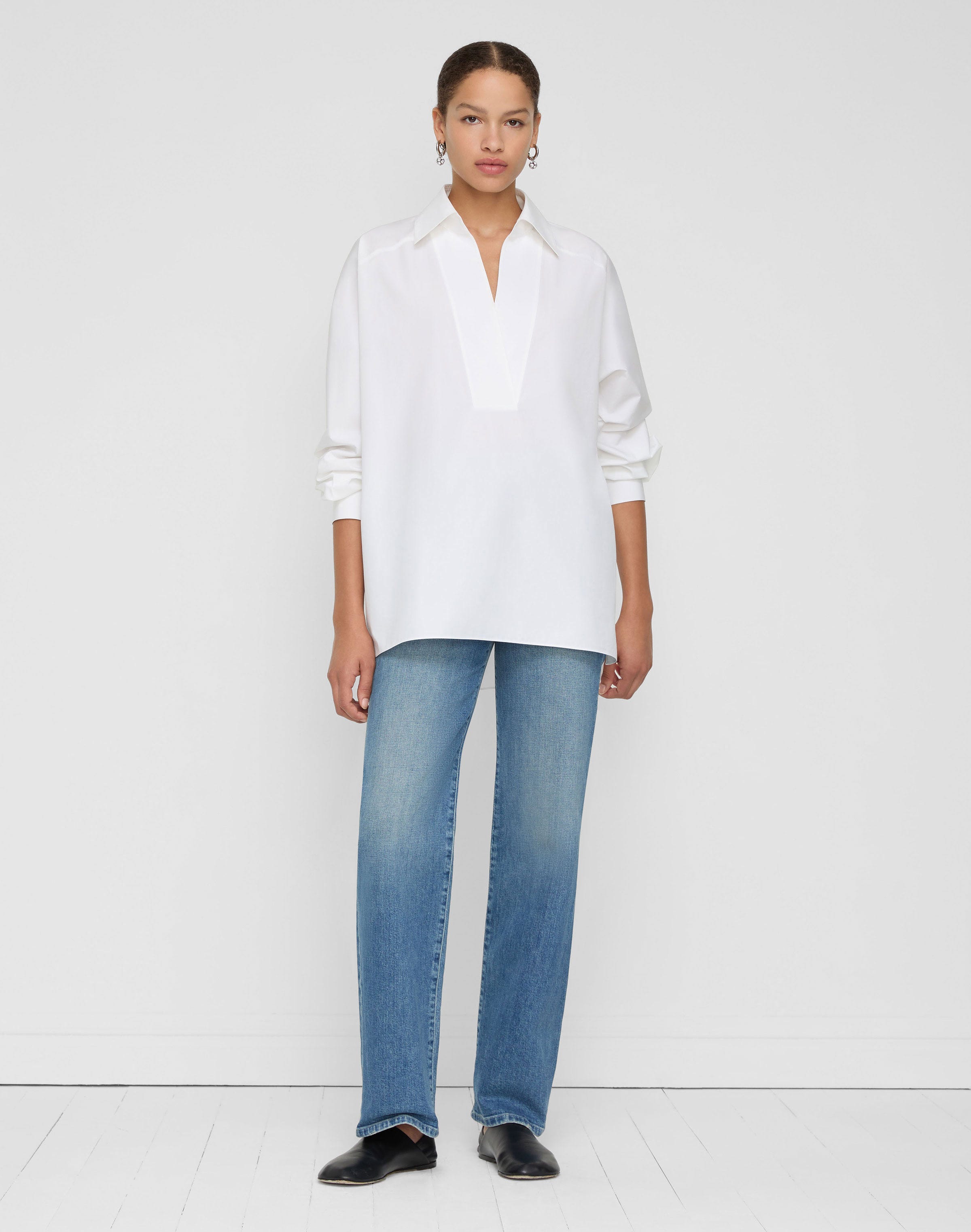 Organic Cotton Poplin Oversized Popover Shirt