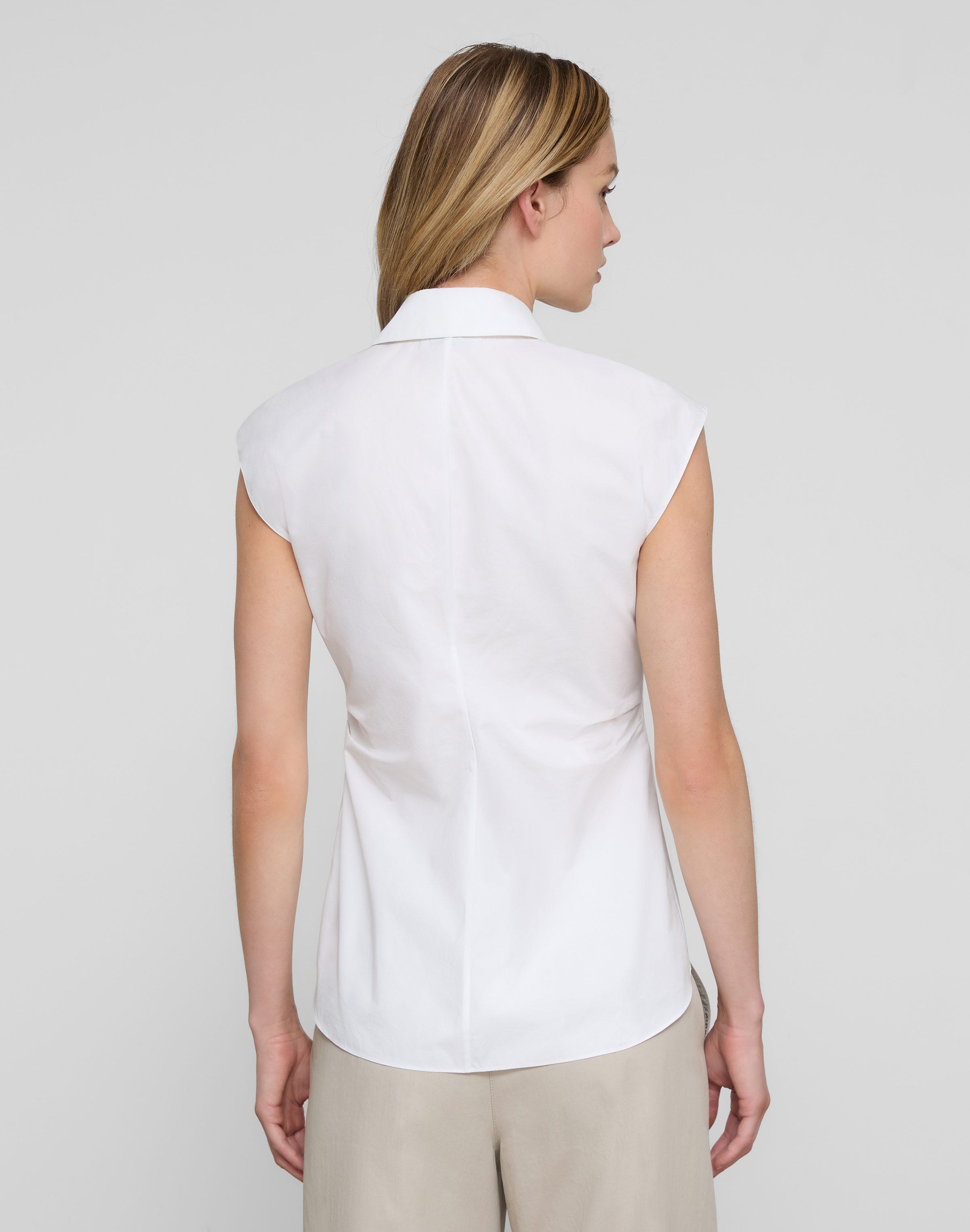 Organic Cotton Poplin Pleated Waist Shirt