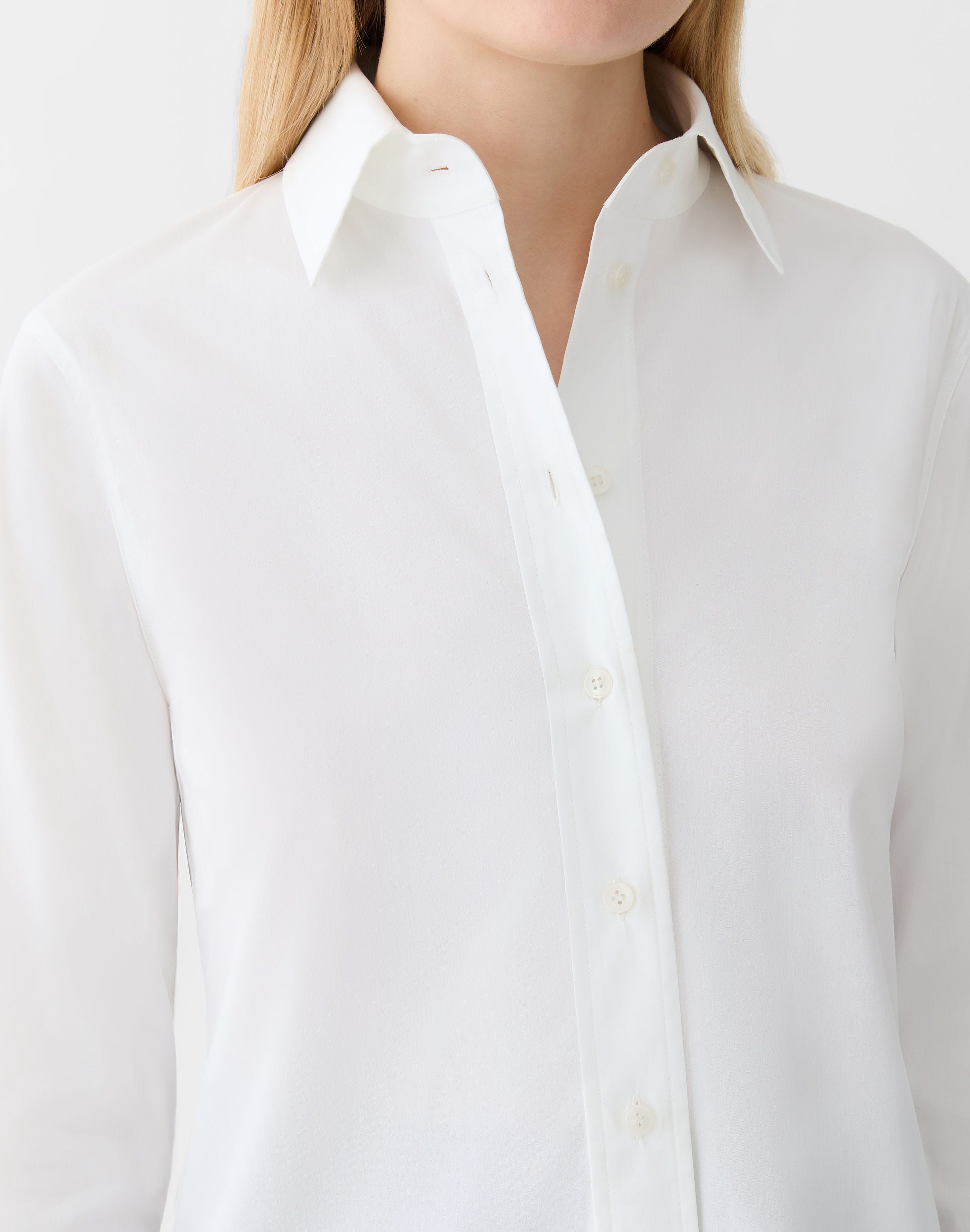 Petite Stretch Cotton Button Front Slim Shirt