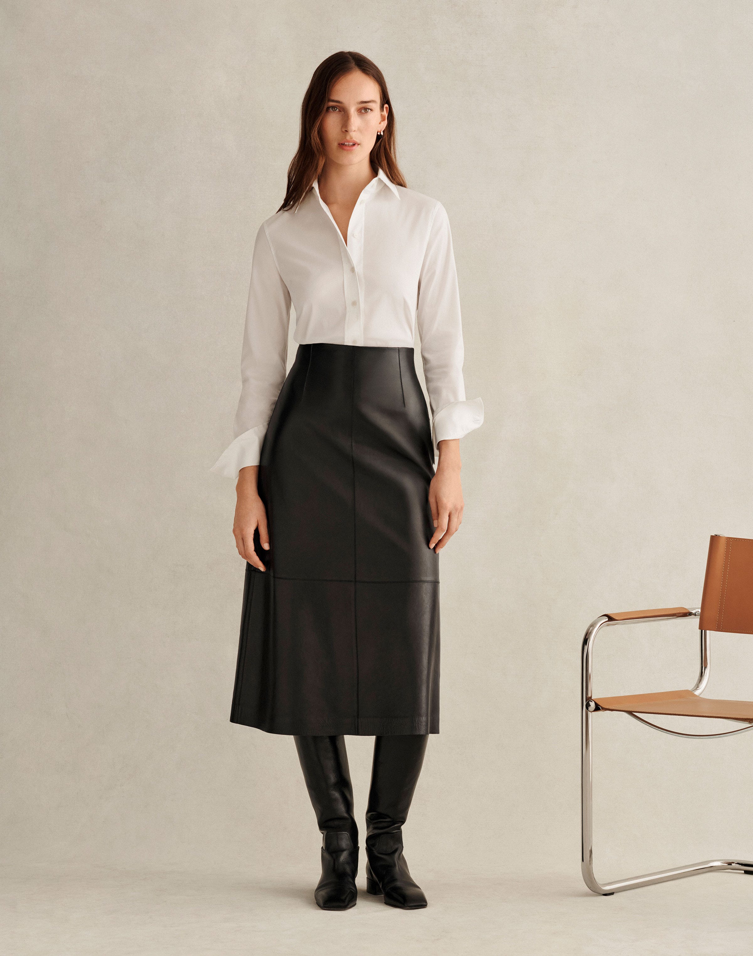 Petite Stretch Cotton Button Front Slim Shirt