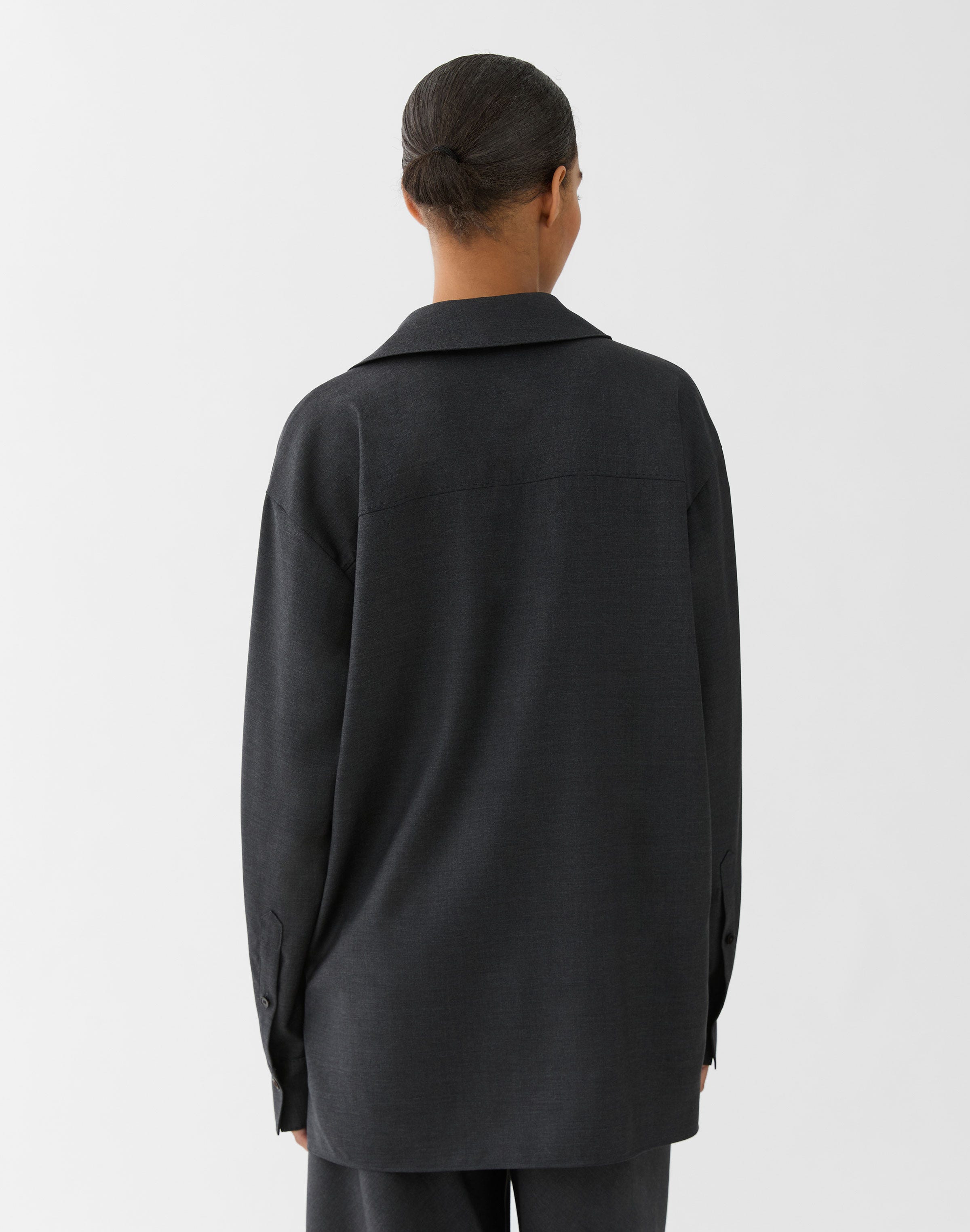 Fluid Wool Popover Blouse