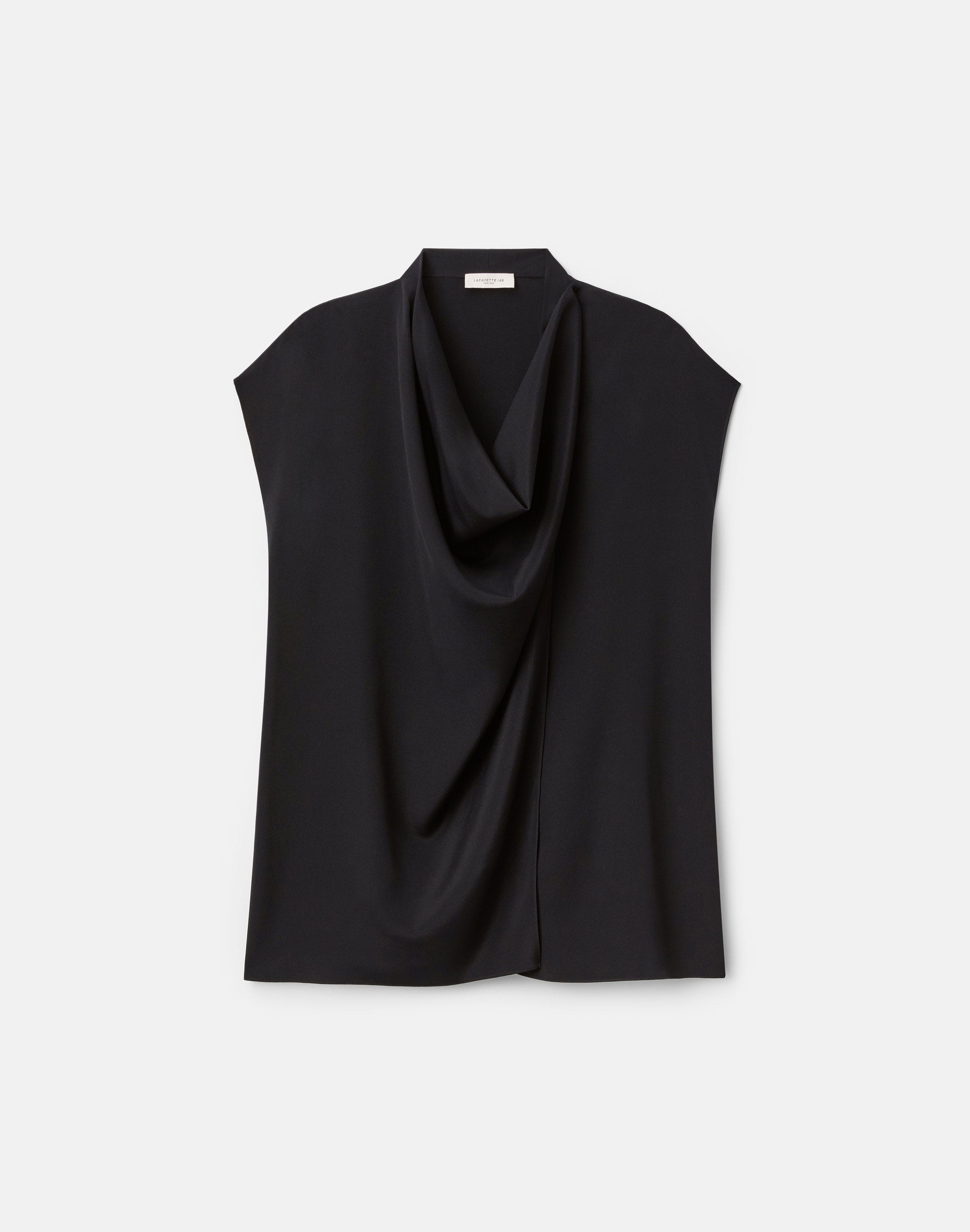 Organic Silk Stretch Georgette Convertible Draped Blouse