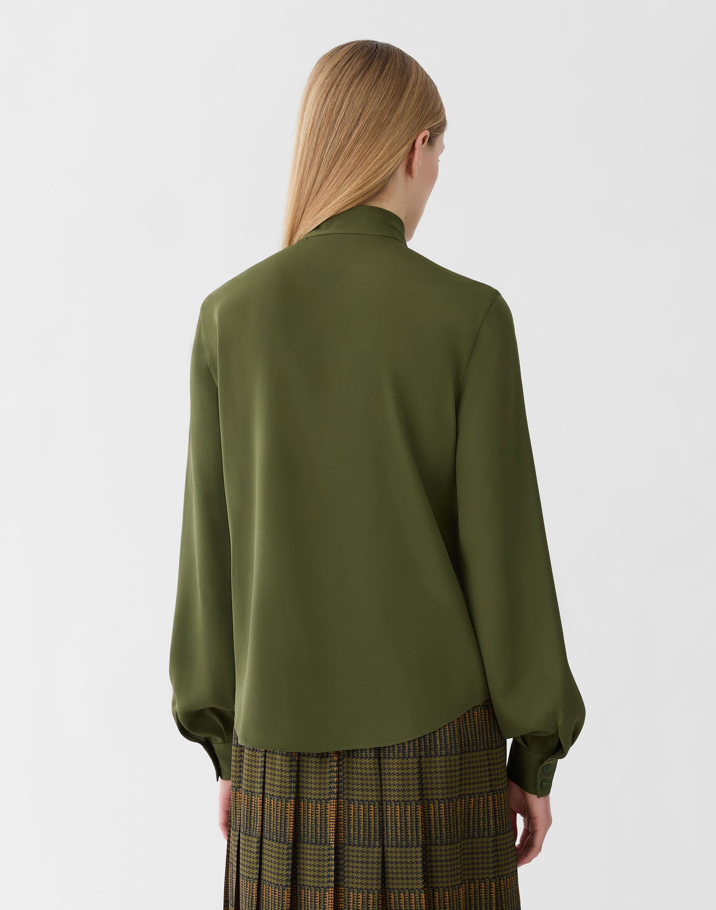 Organic Silk Stretch Georgette Tie Neck Blouse