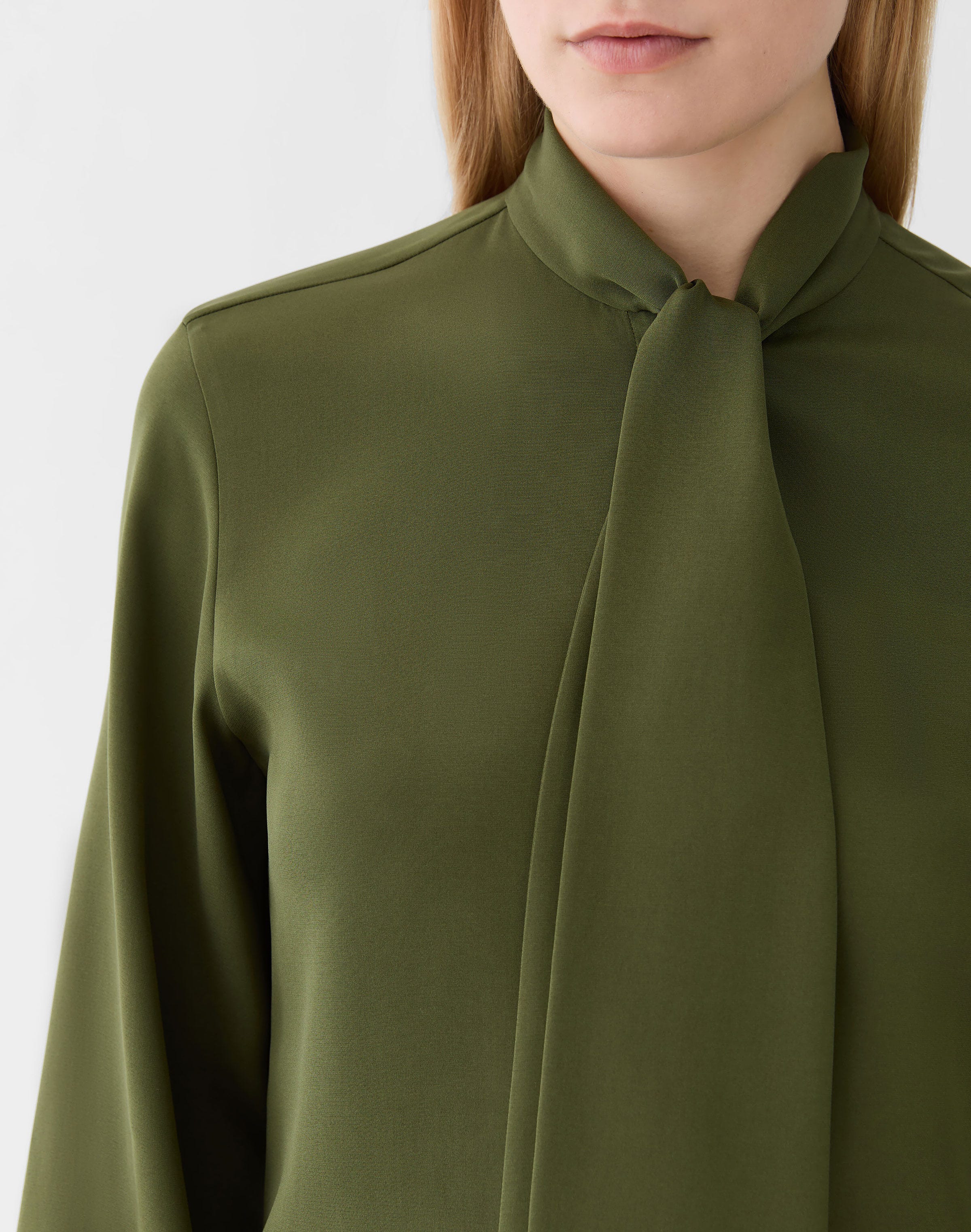 Organic Silk Stretch Georgette Tie Neck Blouse