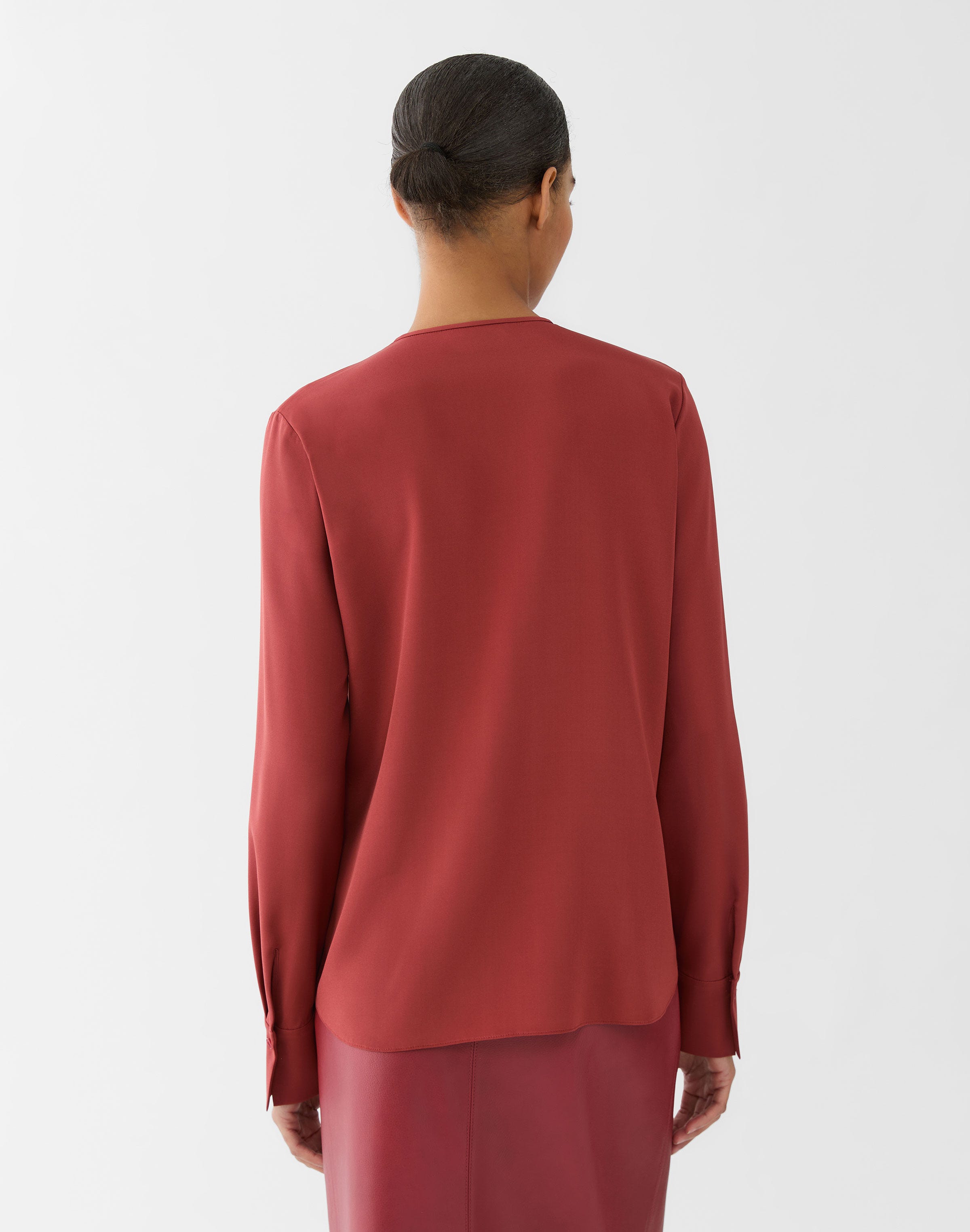 Organic Silk Stretch Georgette Pintuck Blouse