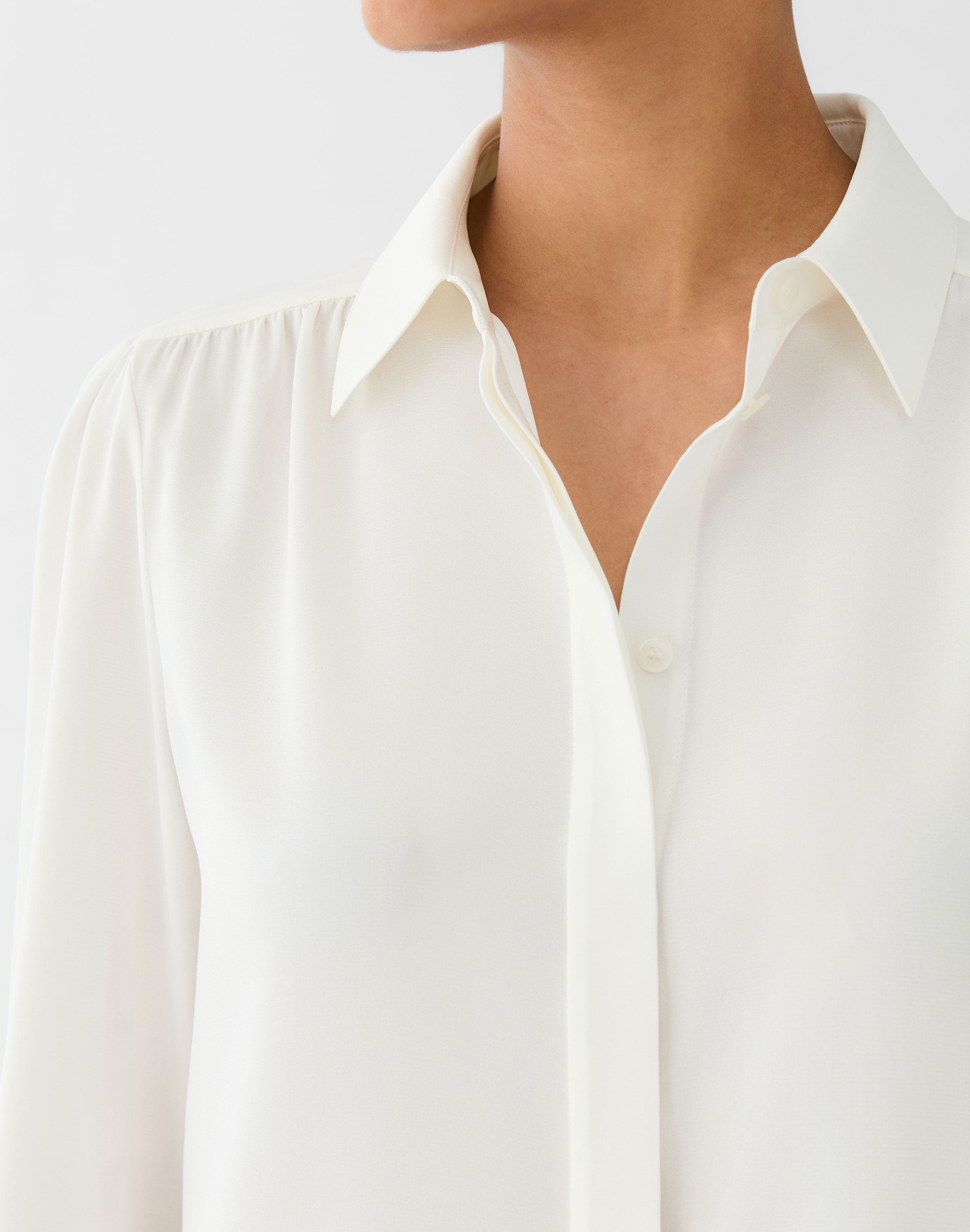 Organic Silk Stretch Georgette Shirred Blouse