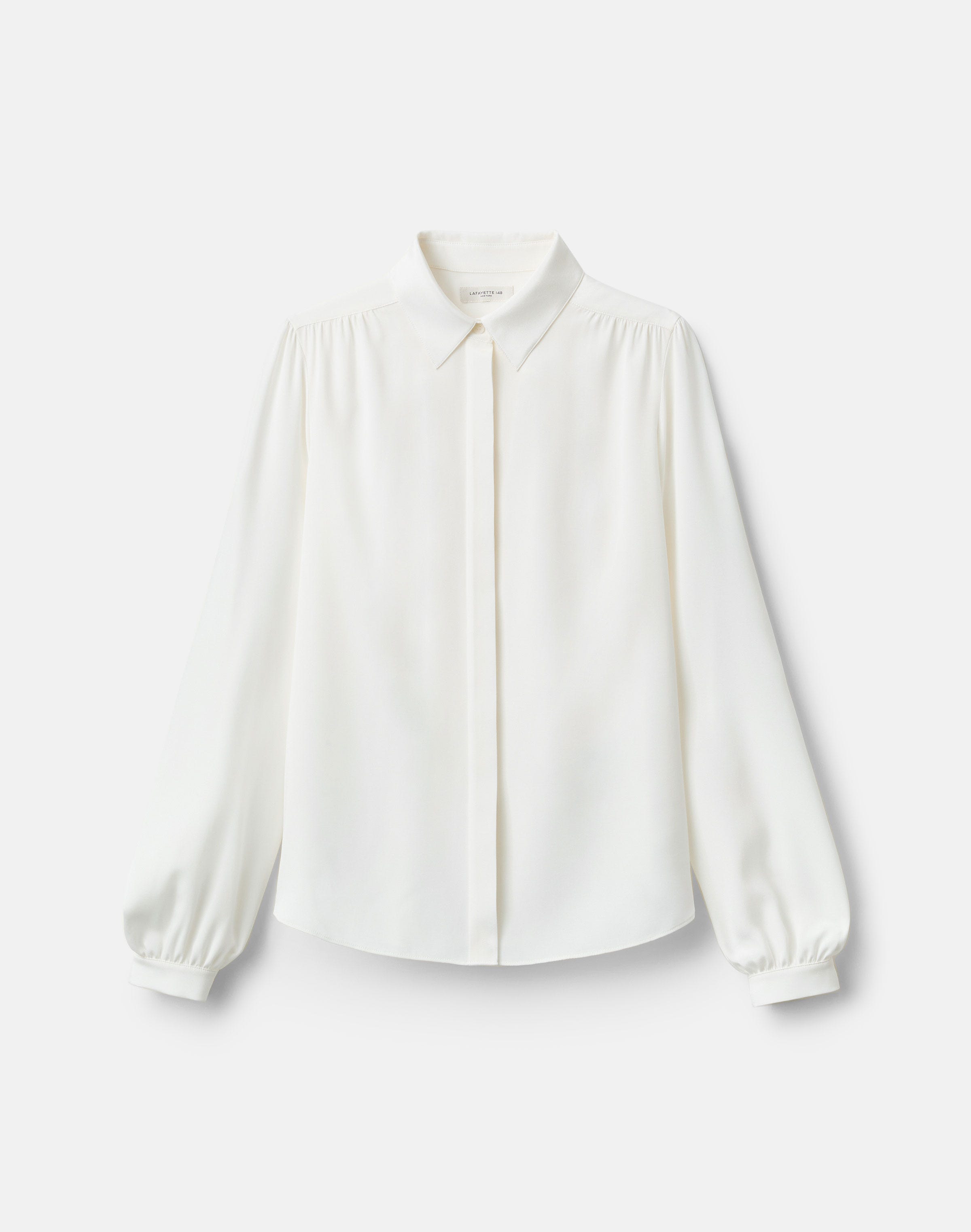 Organic Silk Stretch Georgette Shirred Blouse