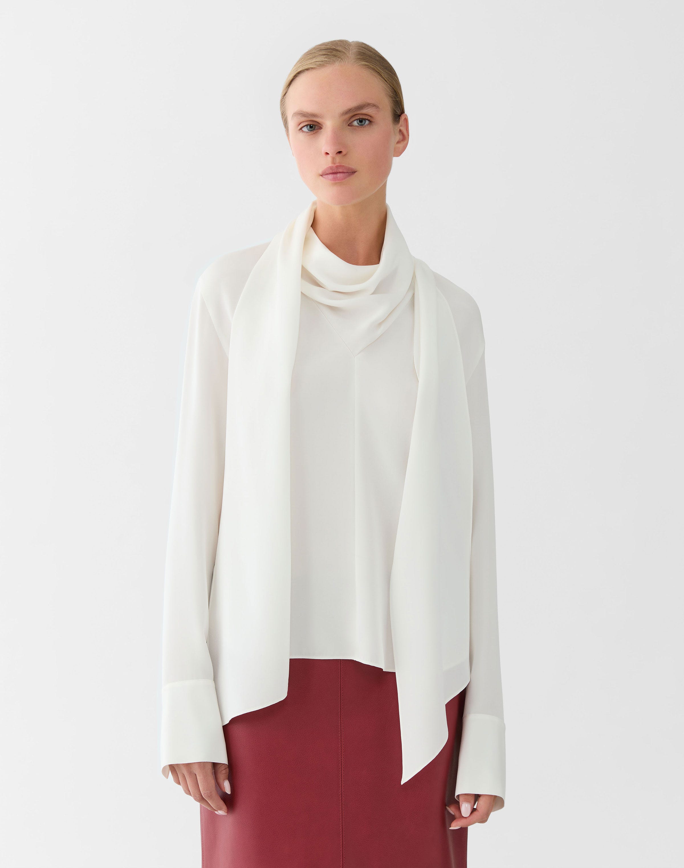 Organic Silk Stretch Georgette Scarf Blouse