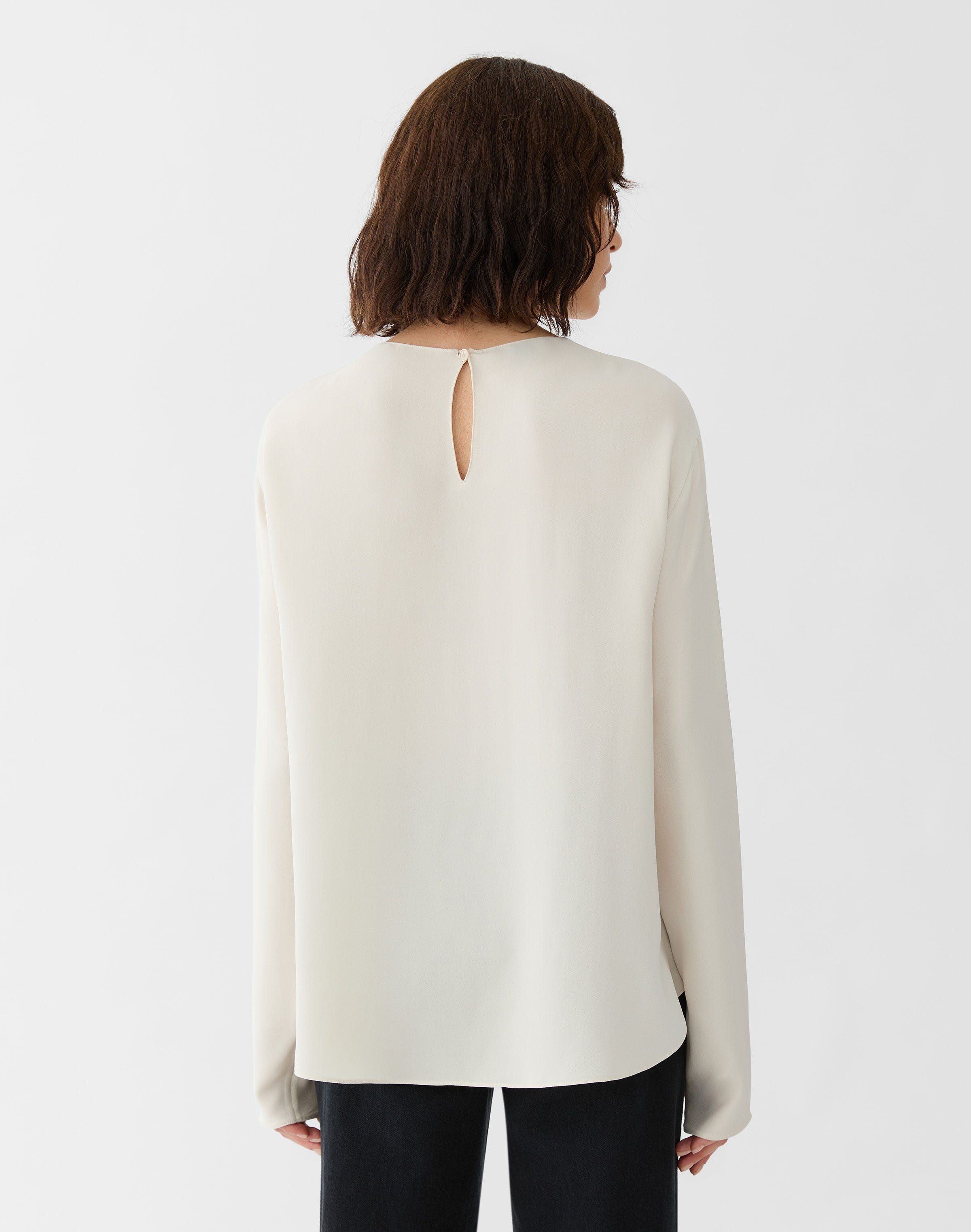 Organic Silk Georgette Jewel Neck Blouse