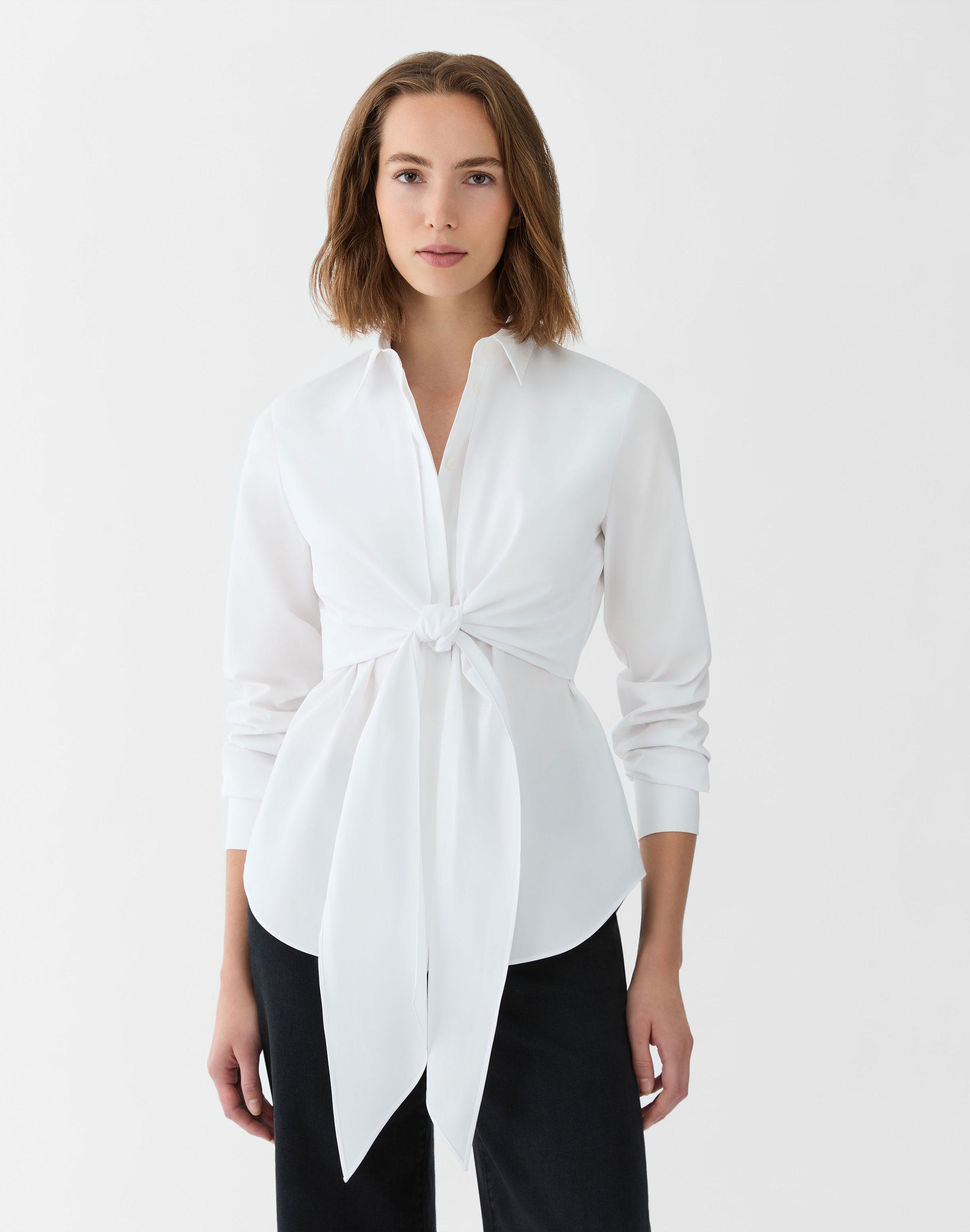 Organic Cotton Poplin Long Sleeve Wrap Shirt