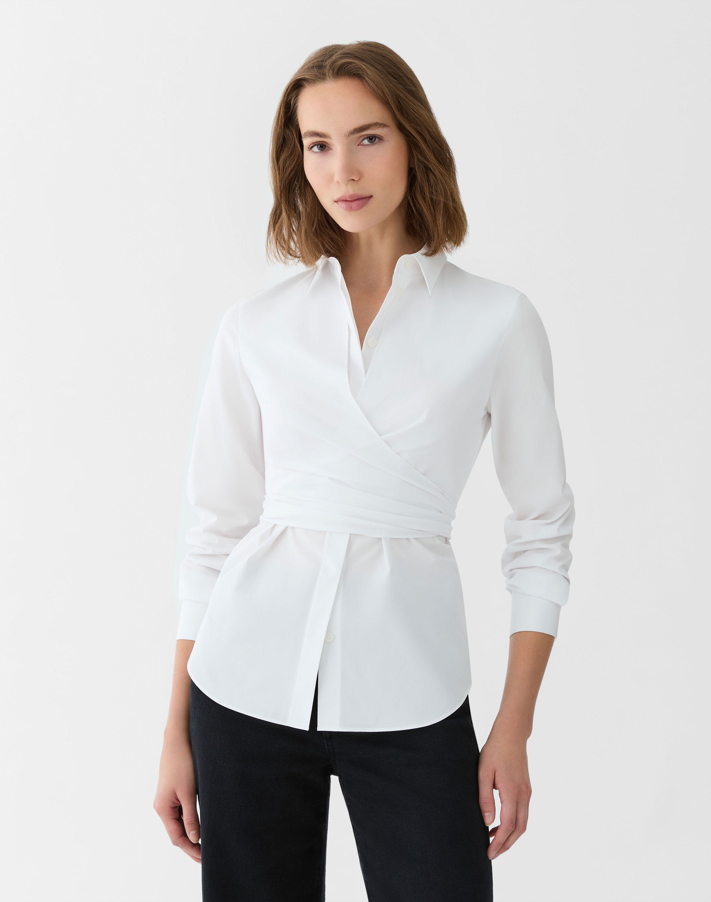 Organic Cotton Poplin Long Sleeve Wrap Shirt