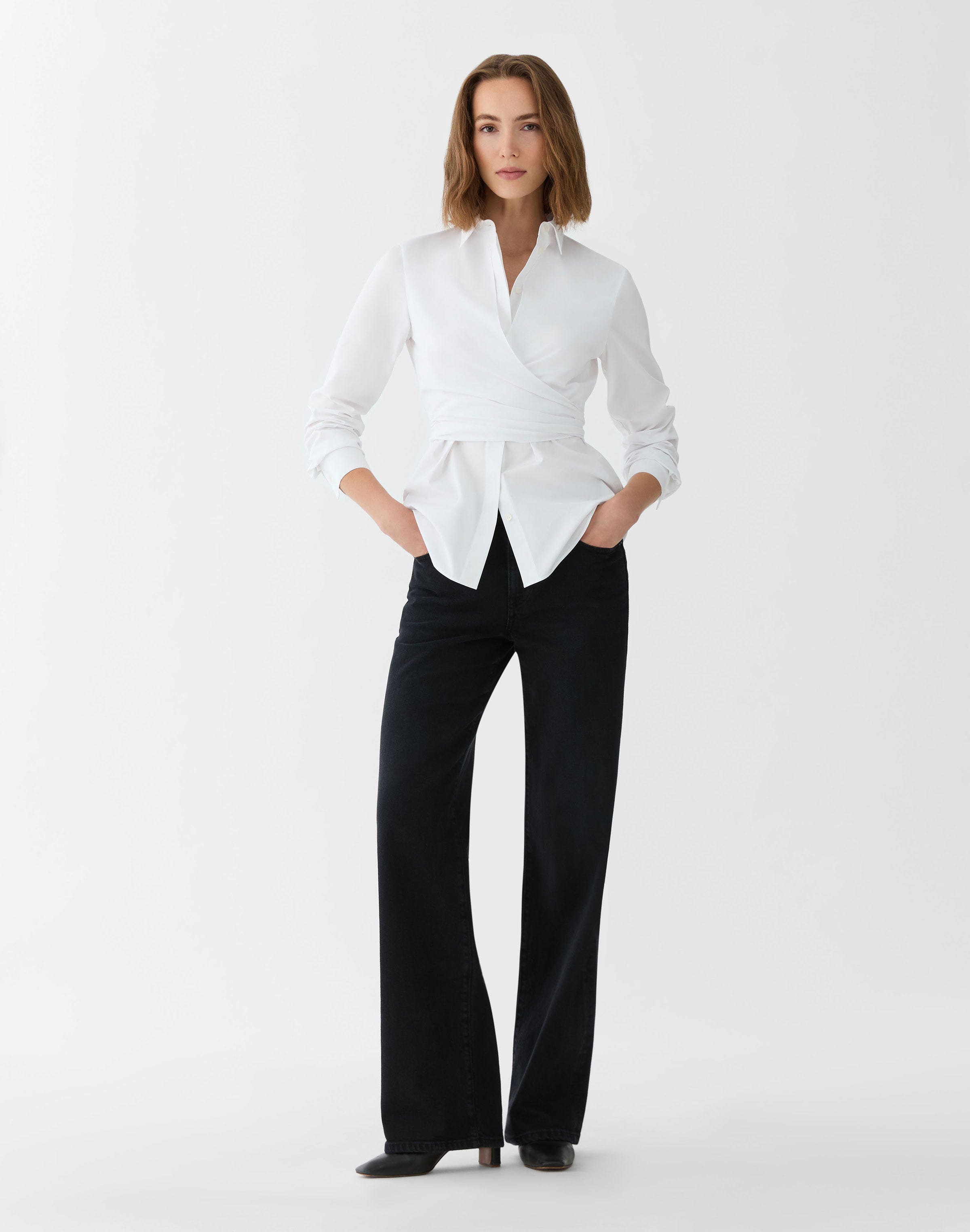 Organic Cotton Poplin Long Sleeve Wrap Shirt
