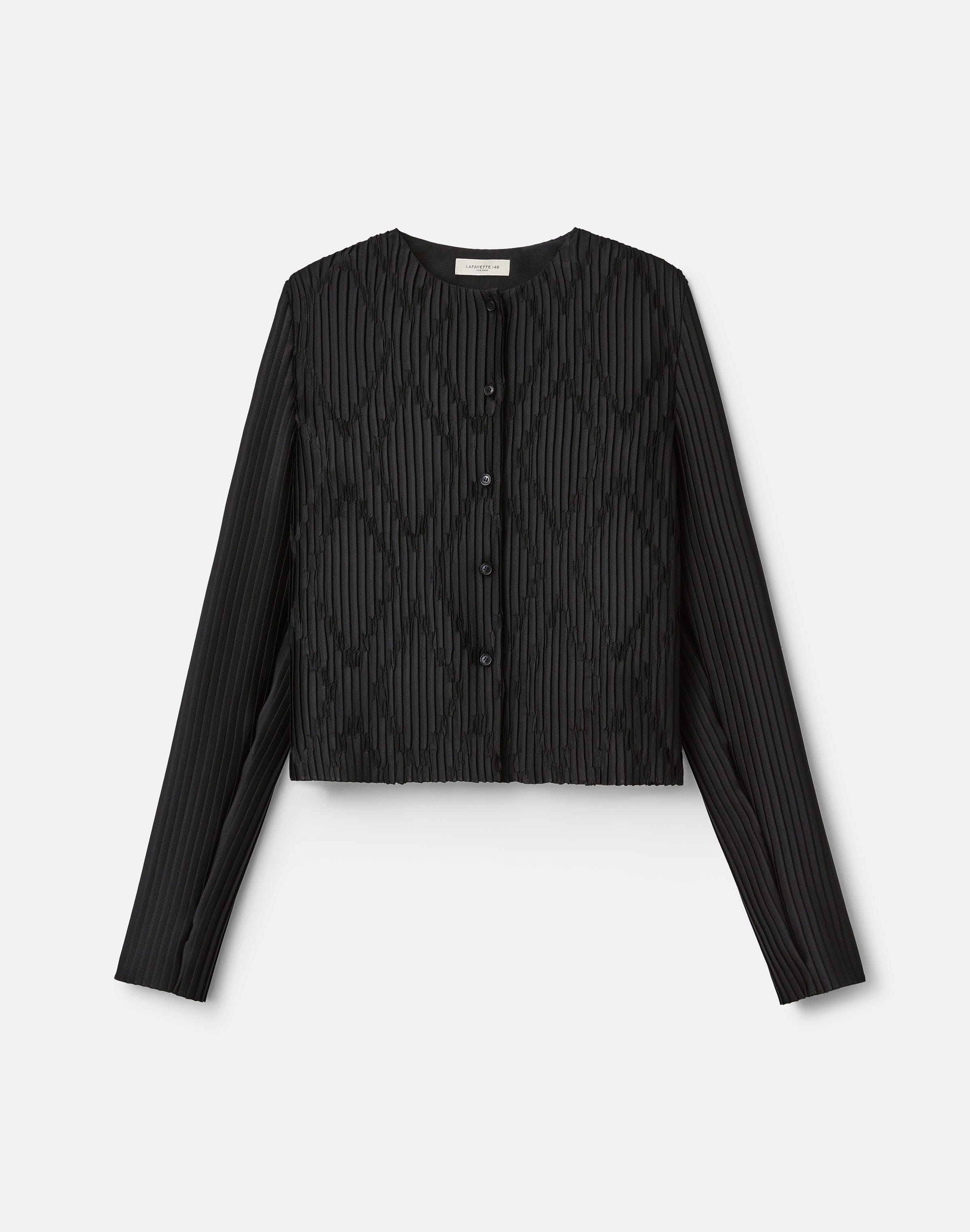 Geo Satin Plissé Cardigan Jacket