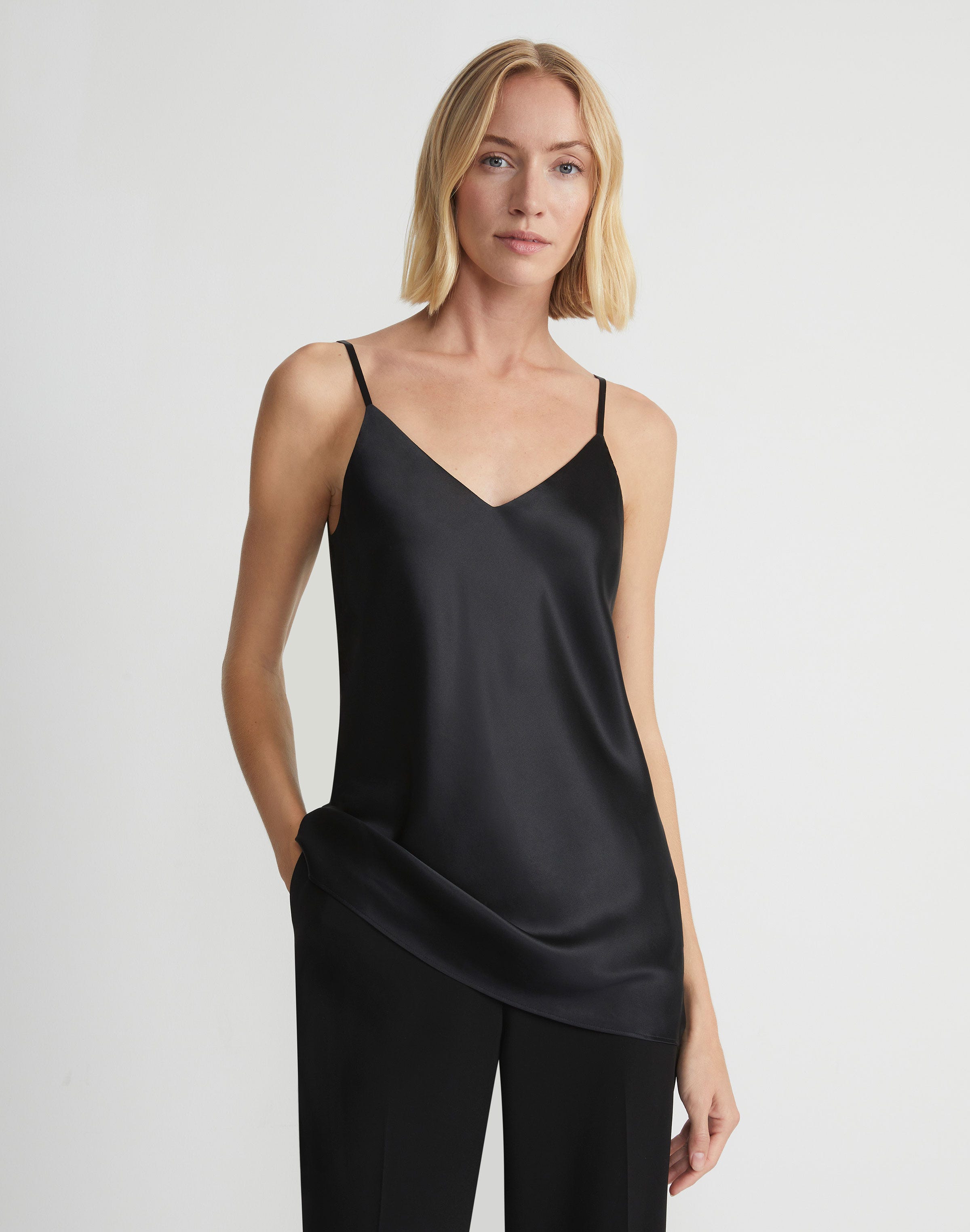Plus-Size Silk Charmeuse Bias Tank