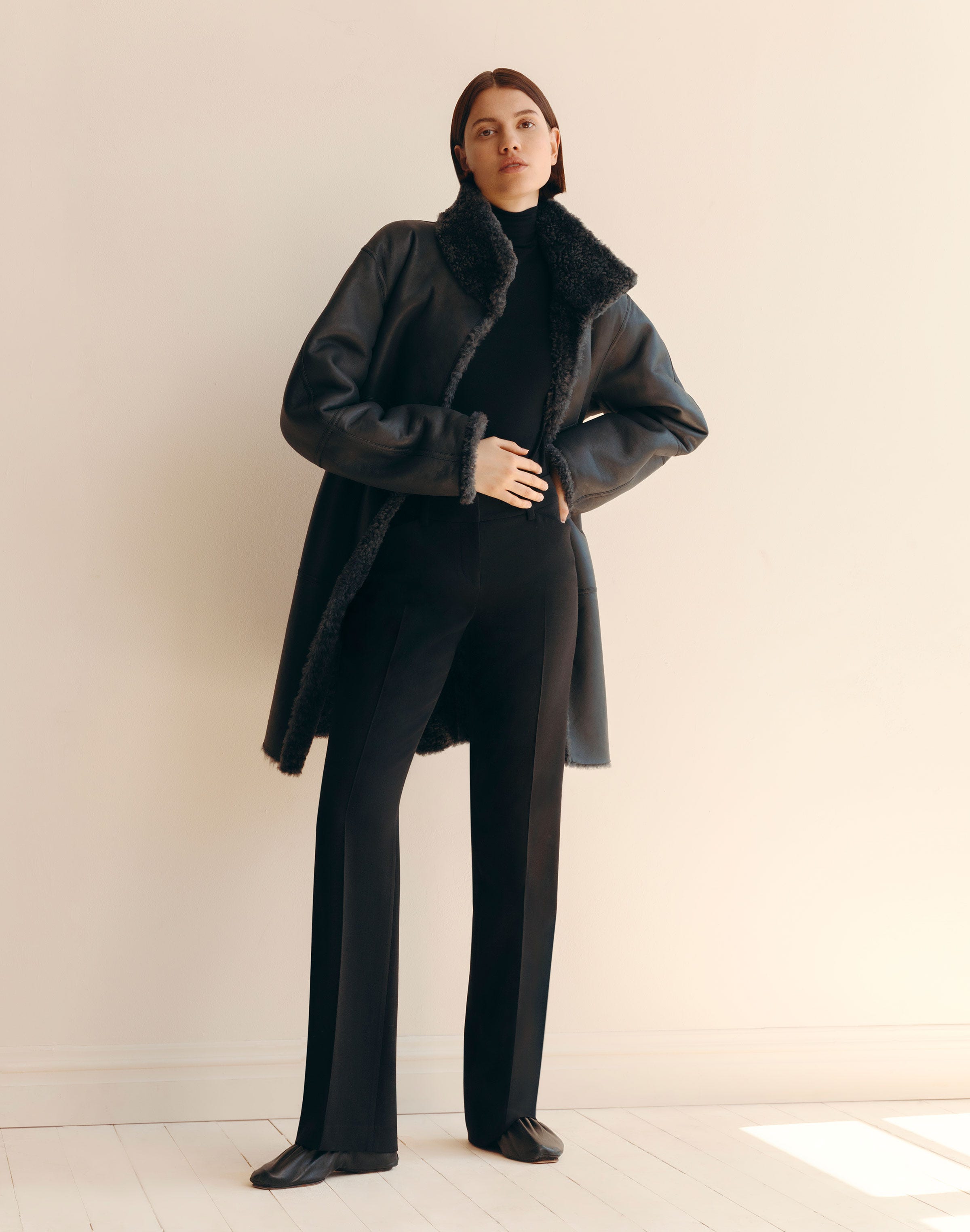 Wavy Shearling Reversible Coat