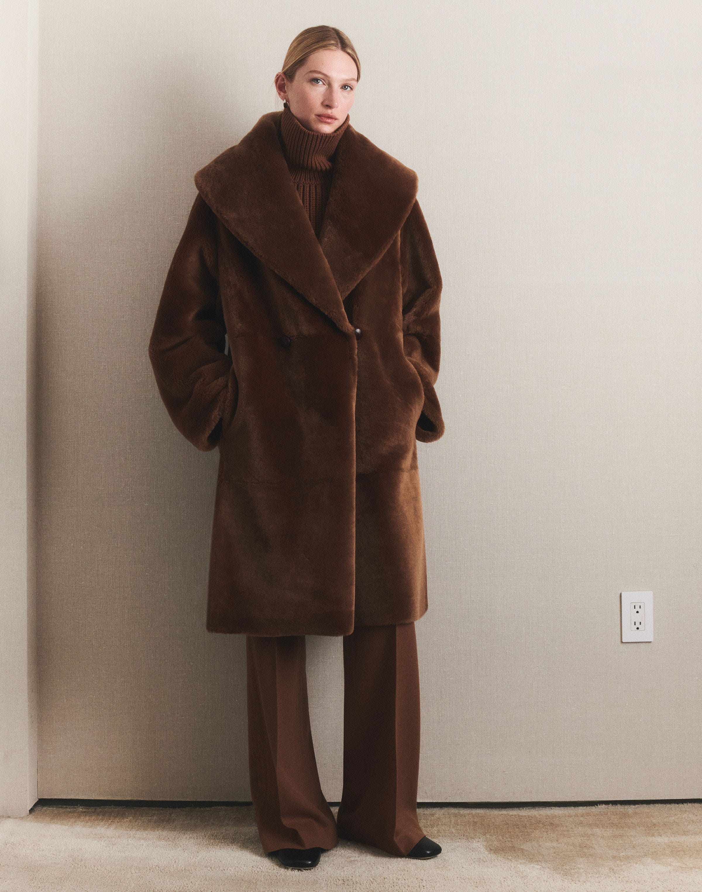 Merino Shearling Oversized Reversible Coat