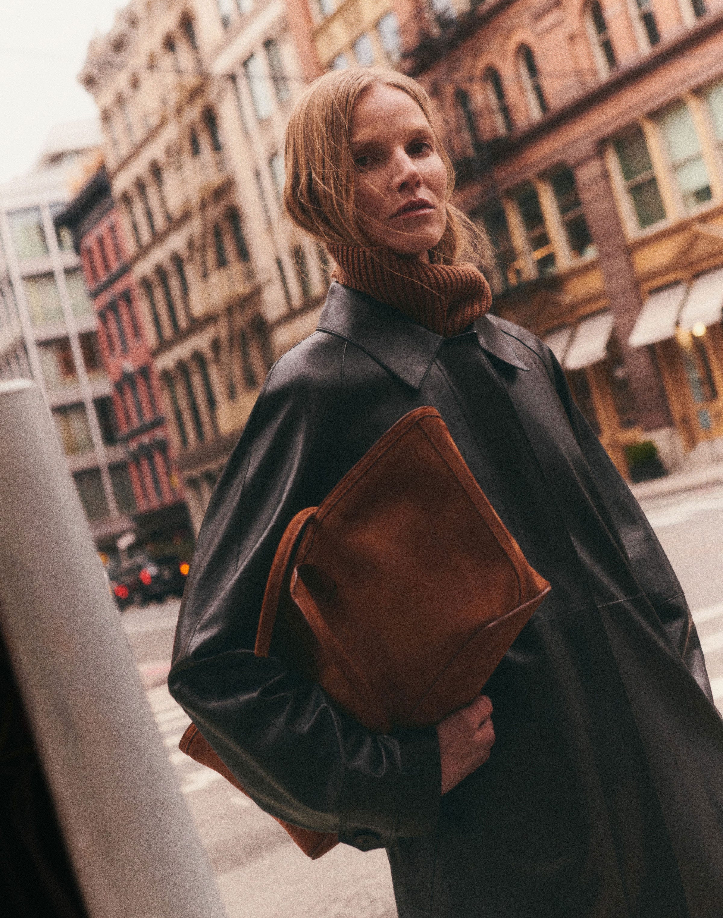 Nappa Leather Belted Oversized Trench Coat