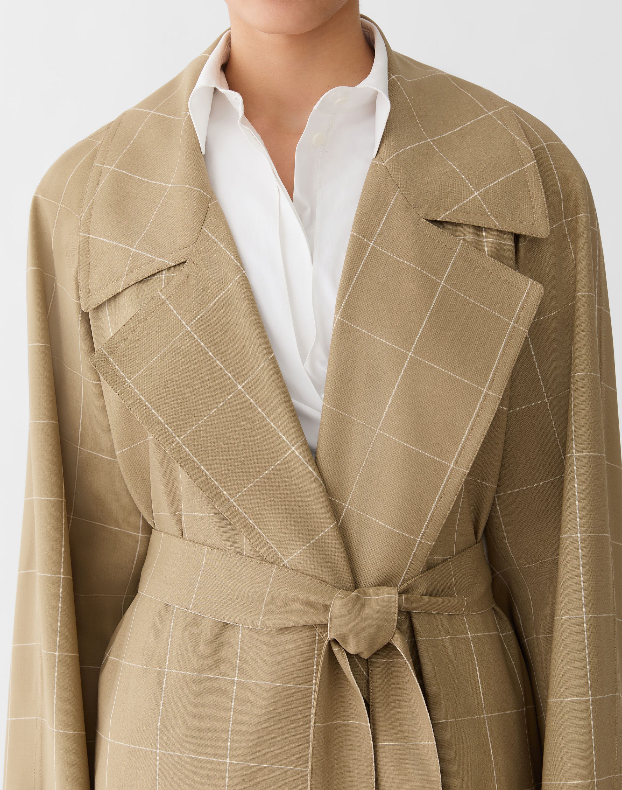 Garden Grid Tropical Wool Belted Oversized Duster