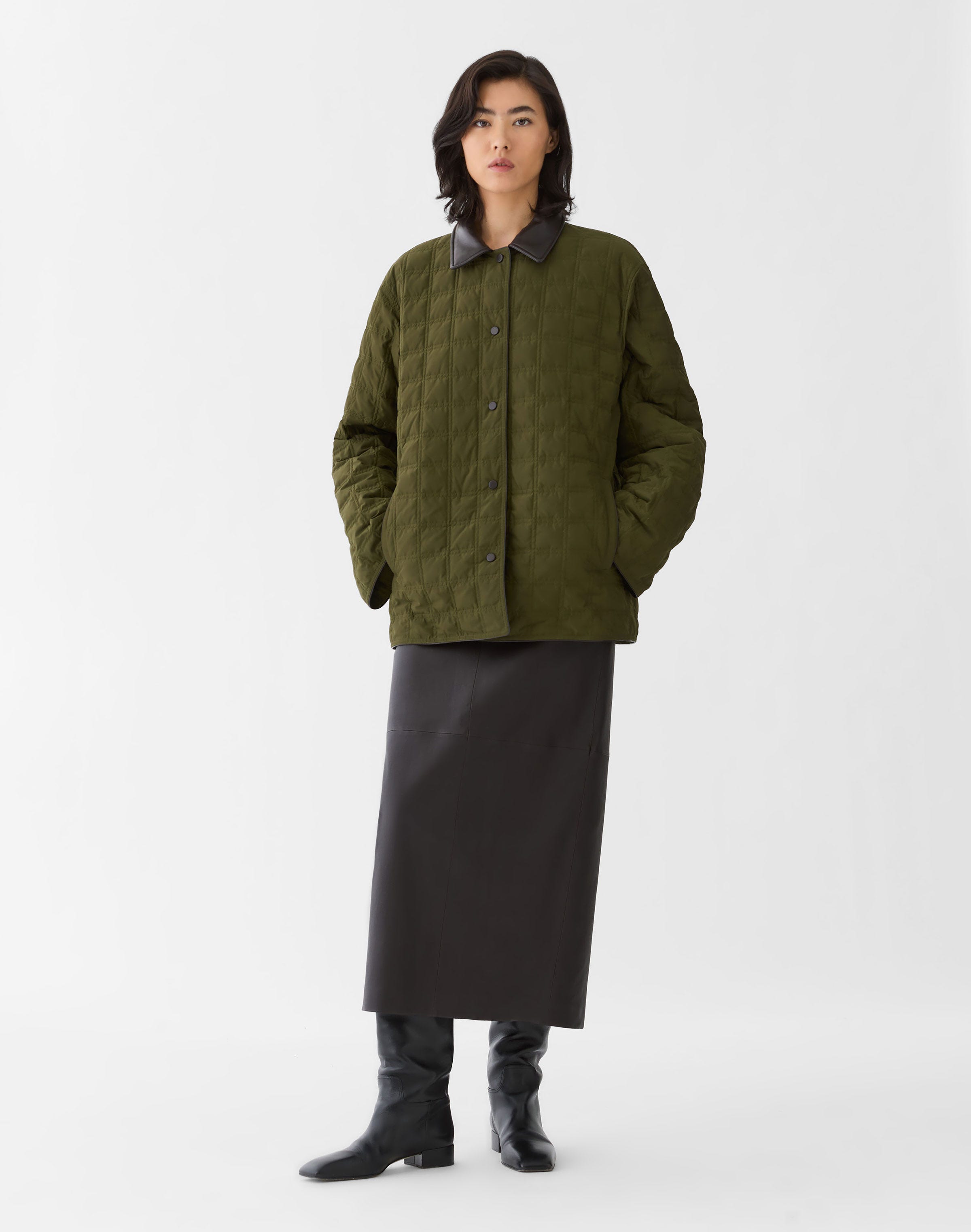 Micro Tech Twill Quilted Down Reversible Coat