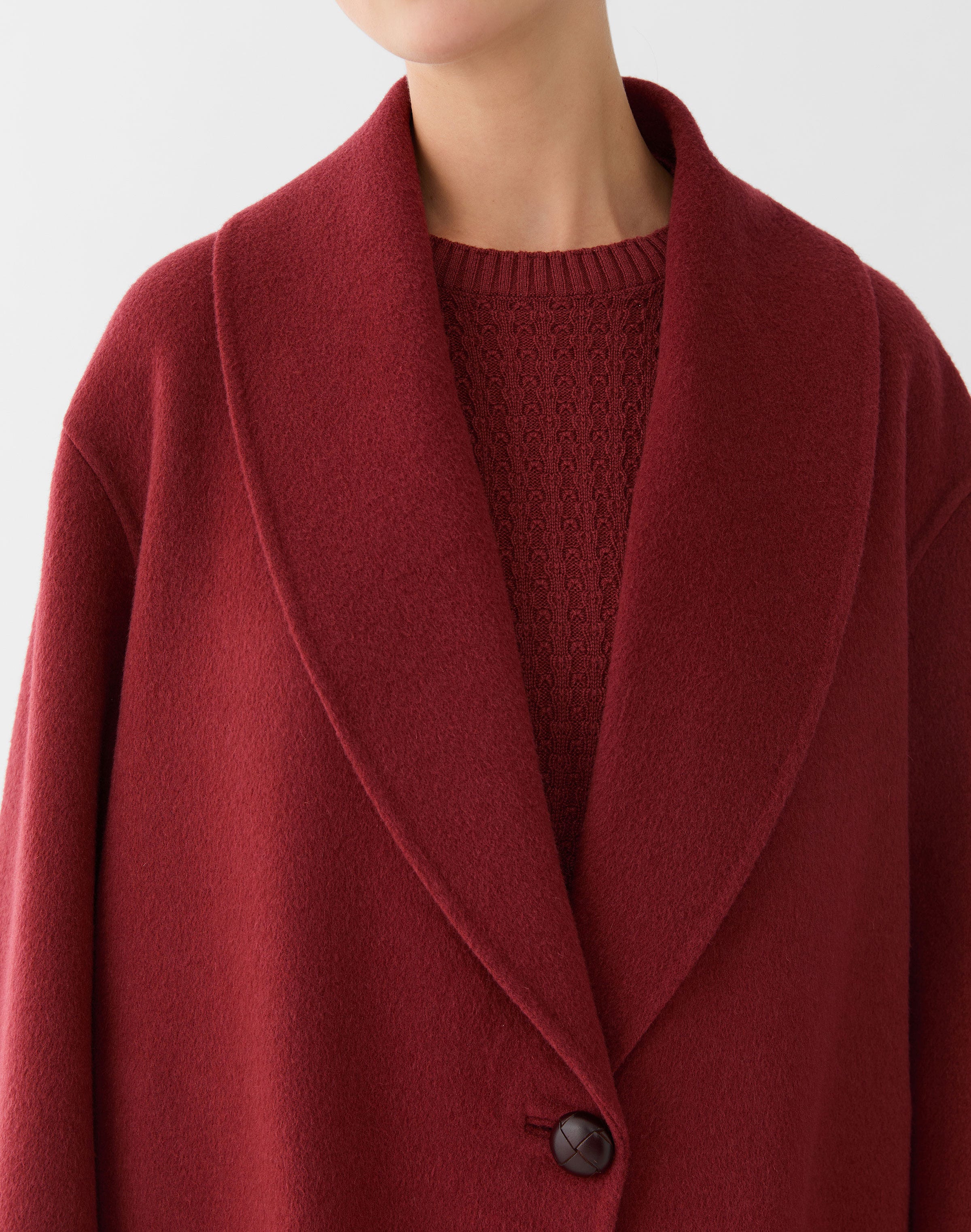 Wool-Cashmere Double Face Shawl Collar Short Coat