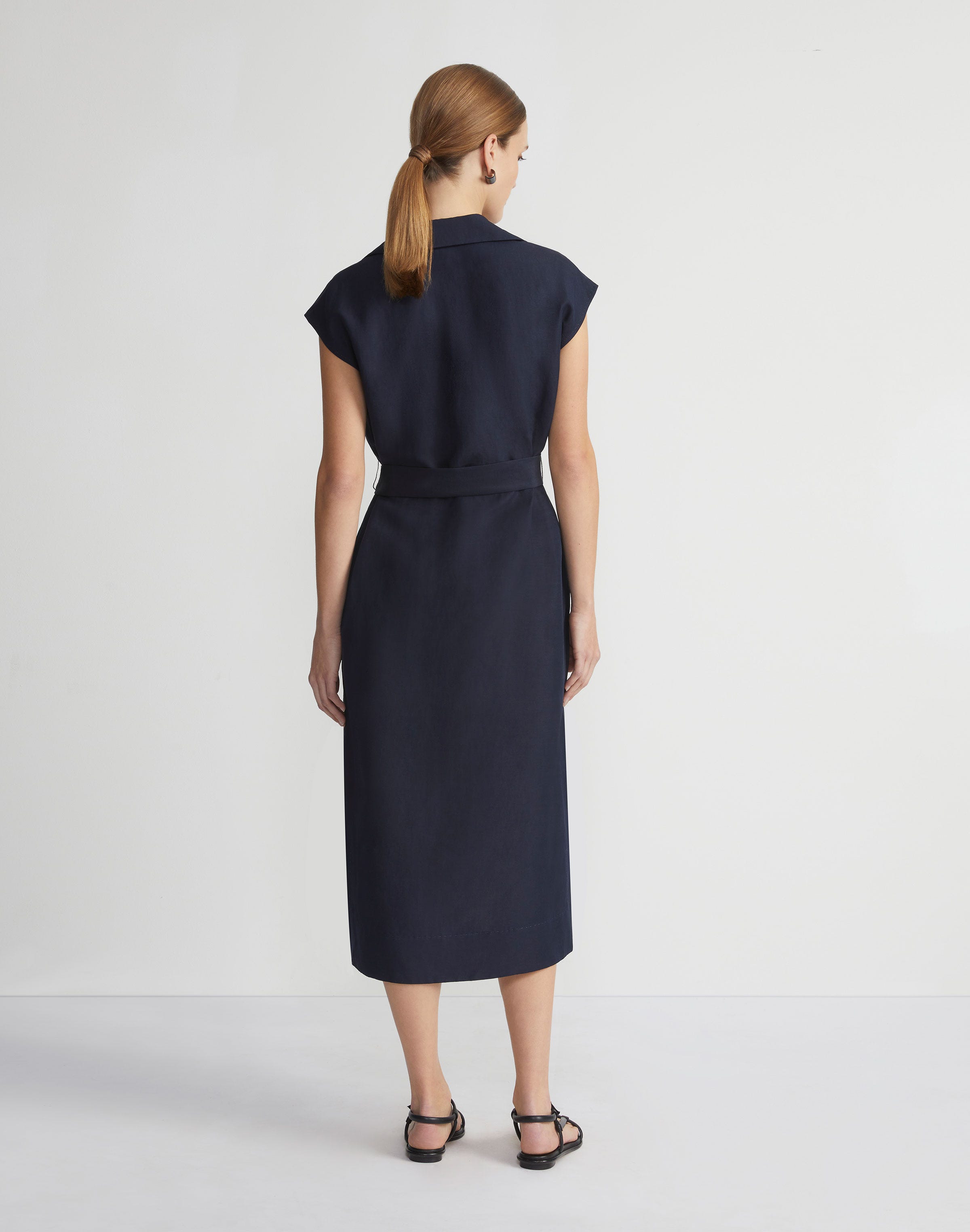 Petite Silk-Linen Popover Shirtdress
