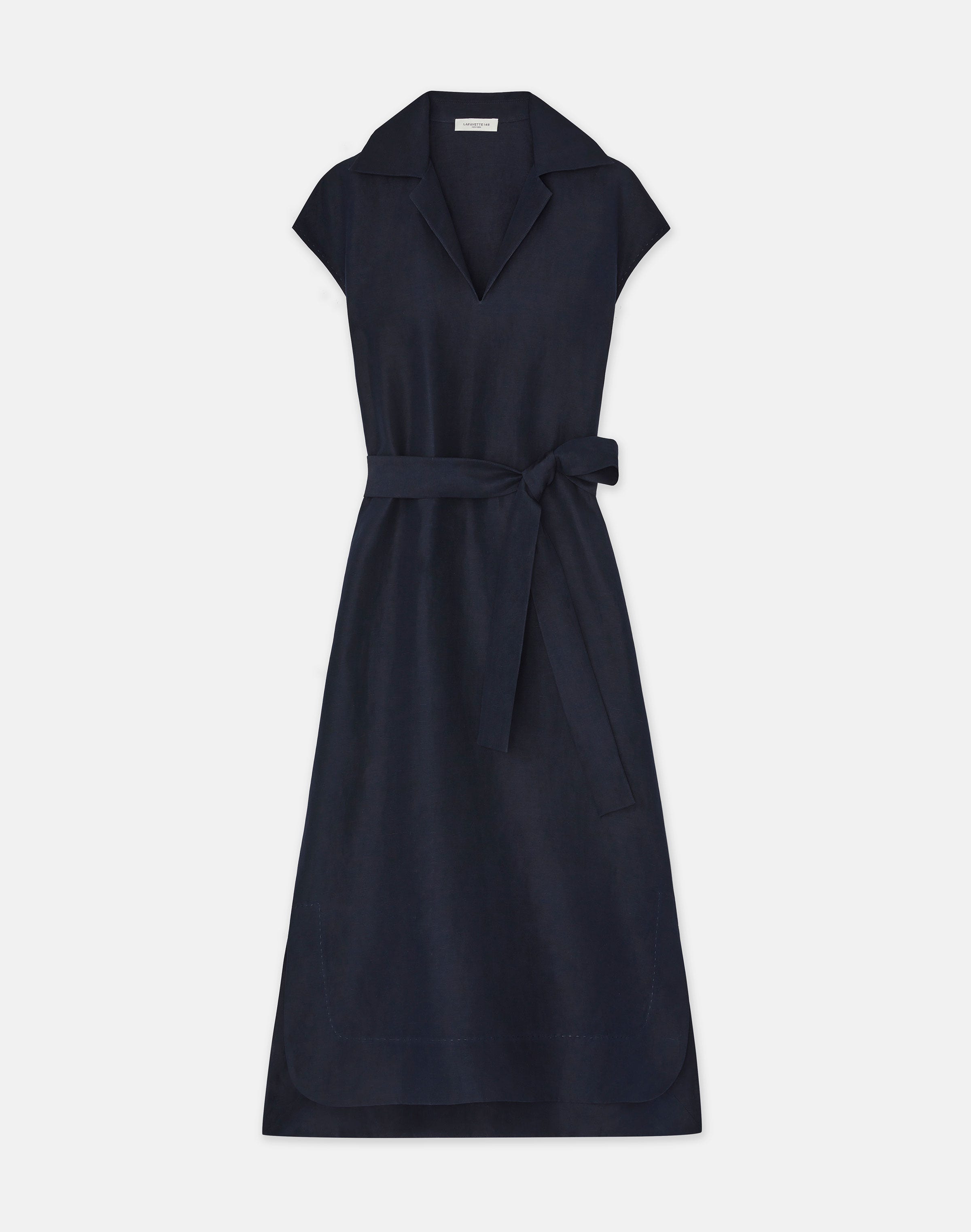Petite Silk-Linen Popover Shirtdress
