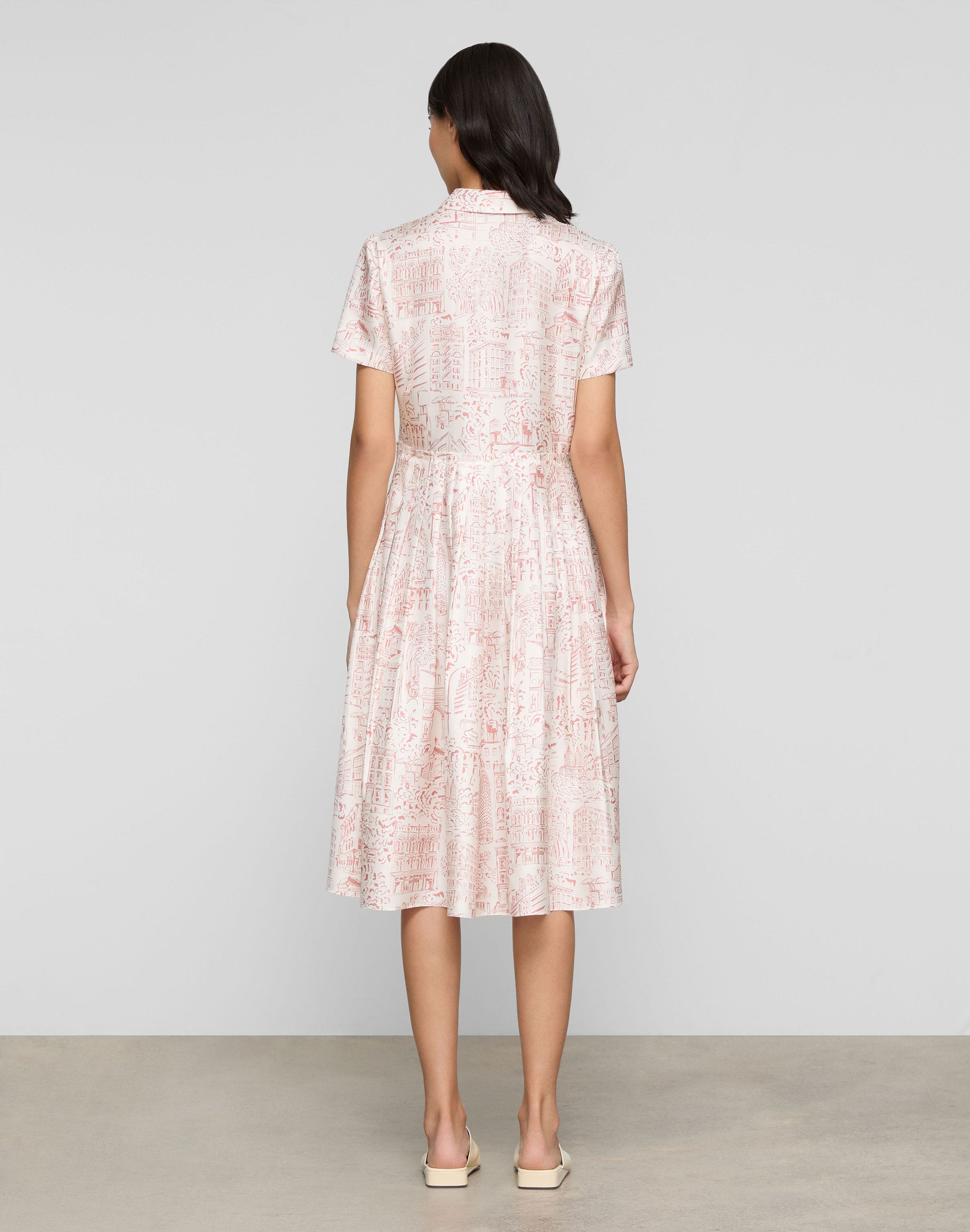 Petite Landmarks Print Silk Twill Shirtdress