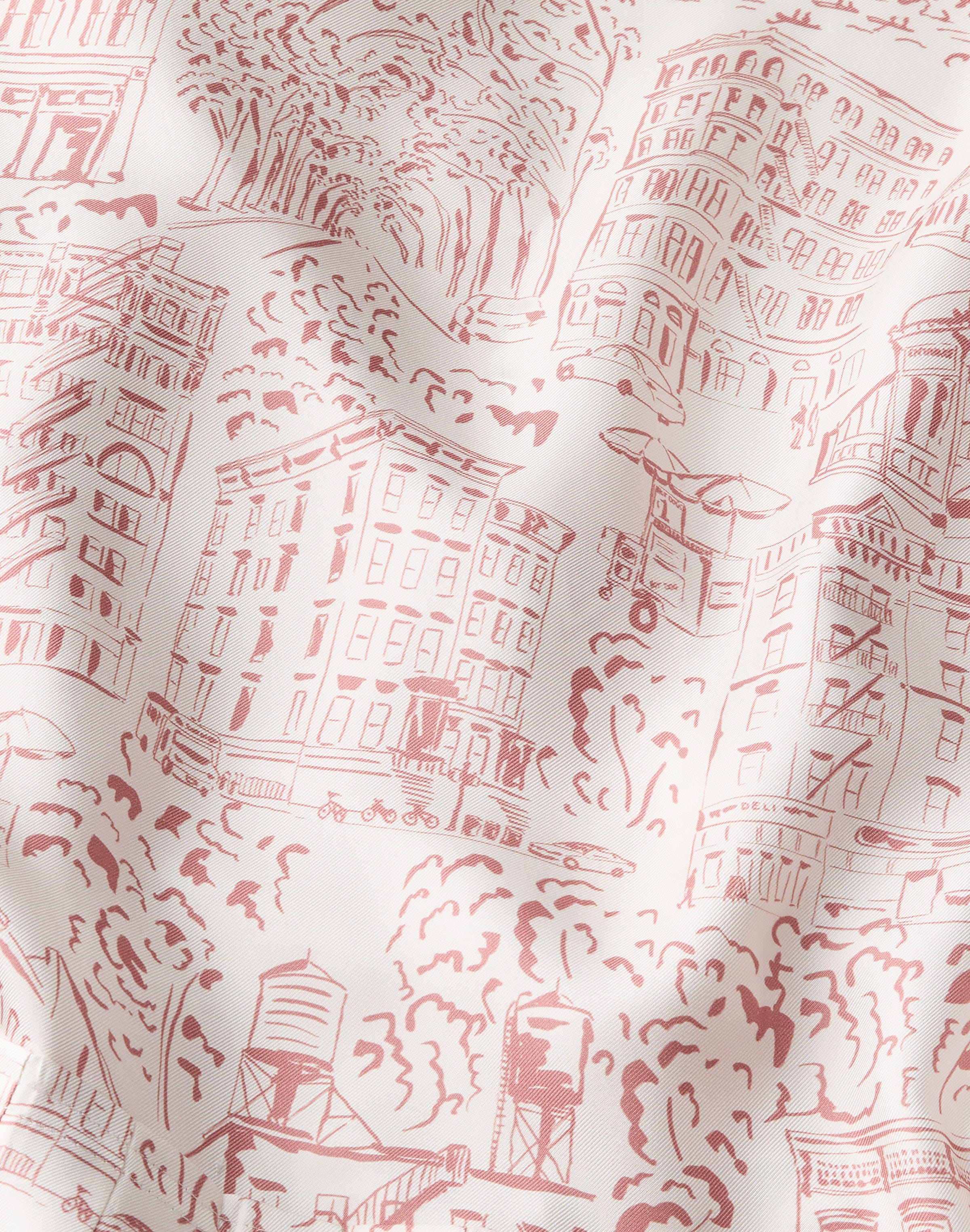Petite Landmarks Print Silk Twill Shirtdress