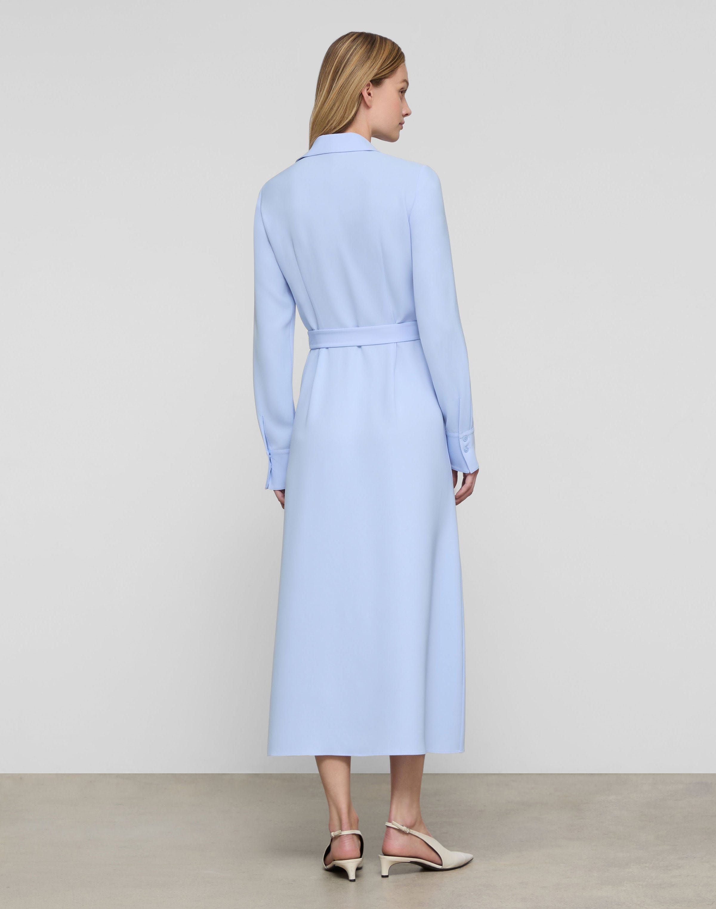 Petite Responsible Finesse Crepe Belted Shirtdress