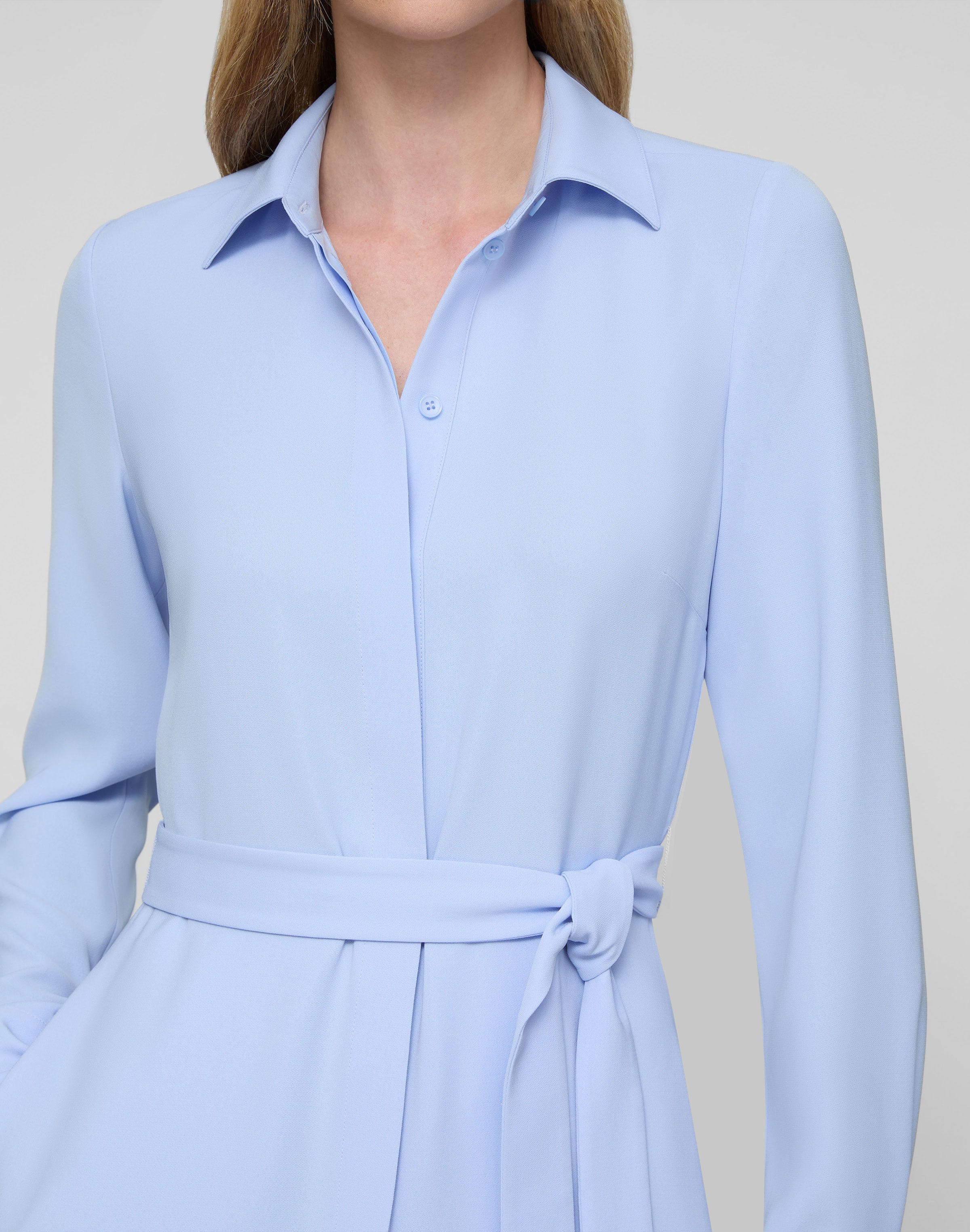 Petite Responsible Finesse Crepe Belted Shirtdress