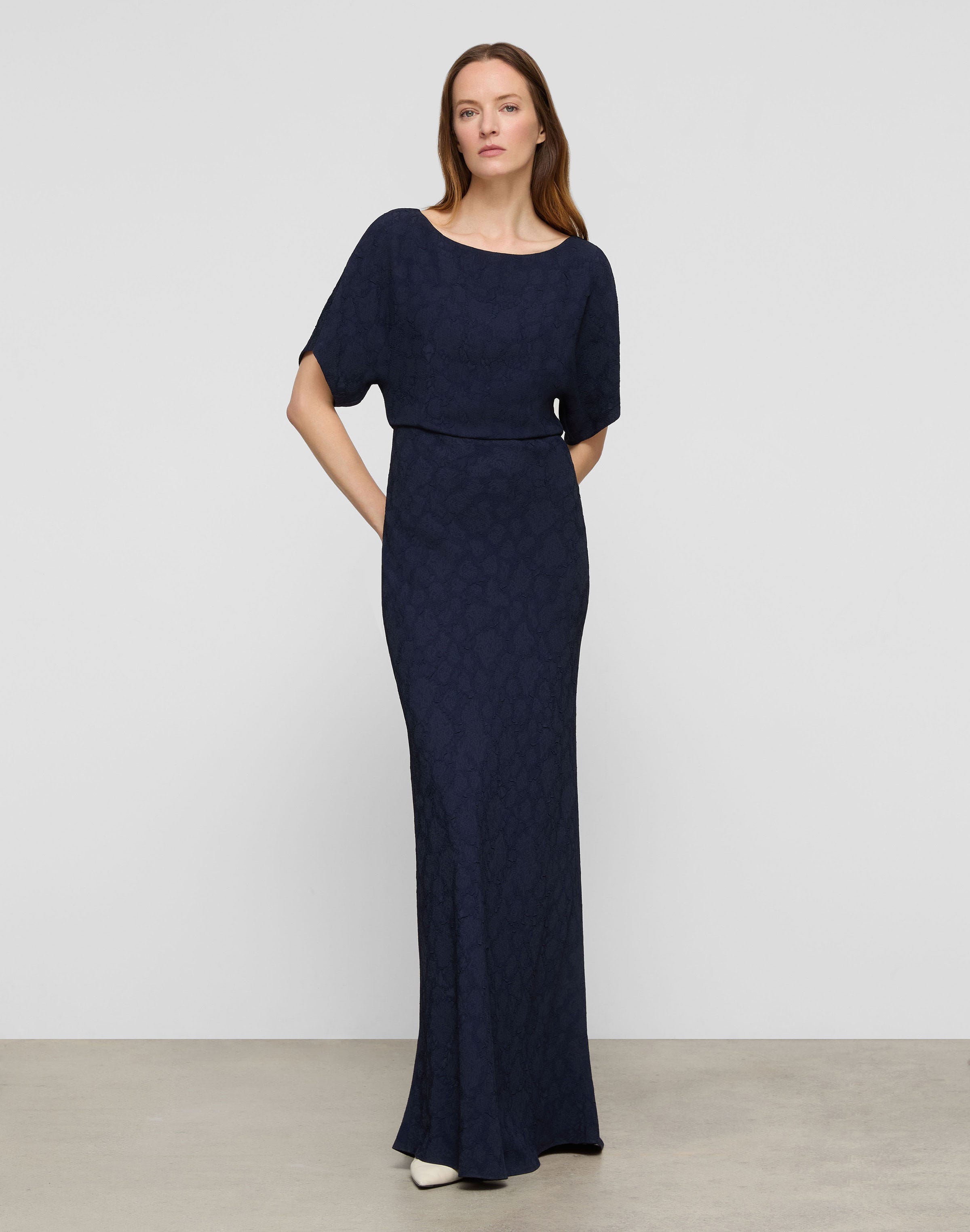 Rosette Jacquard Blouson Gown