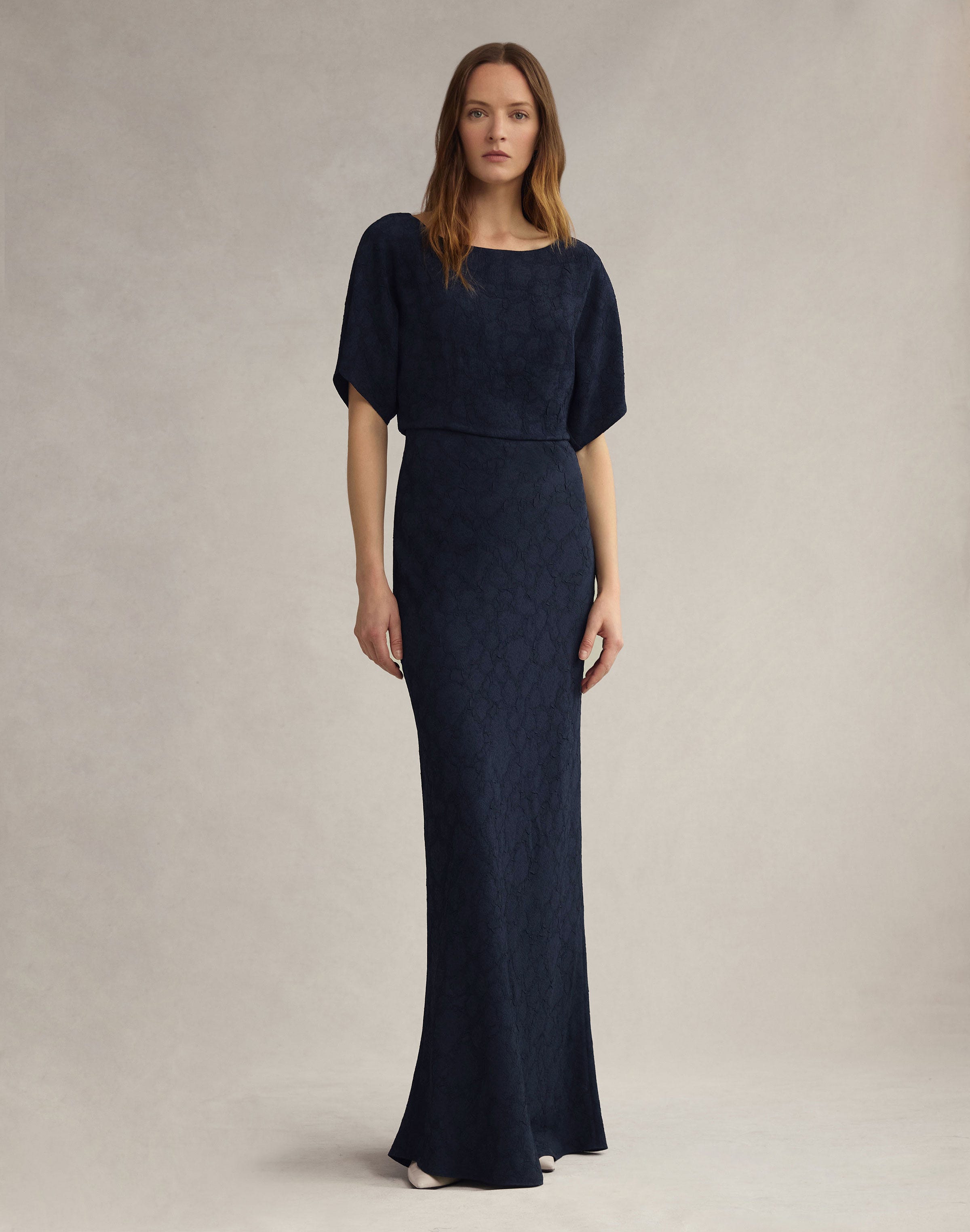 Rosette Jacquard Blouson Gown
