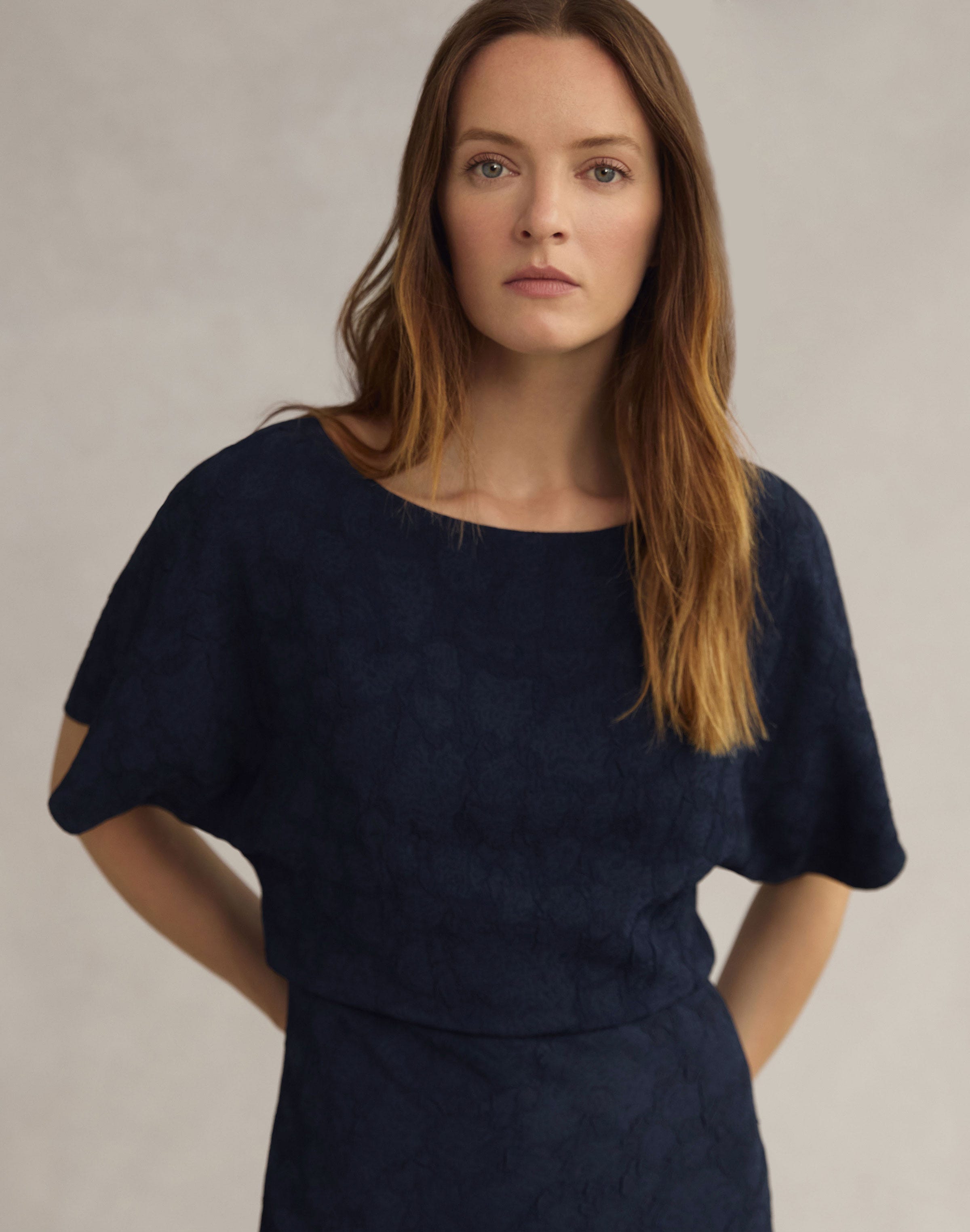 Rosette Jacquard Blouson Gown