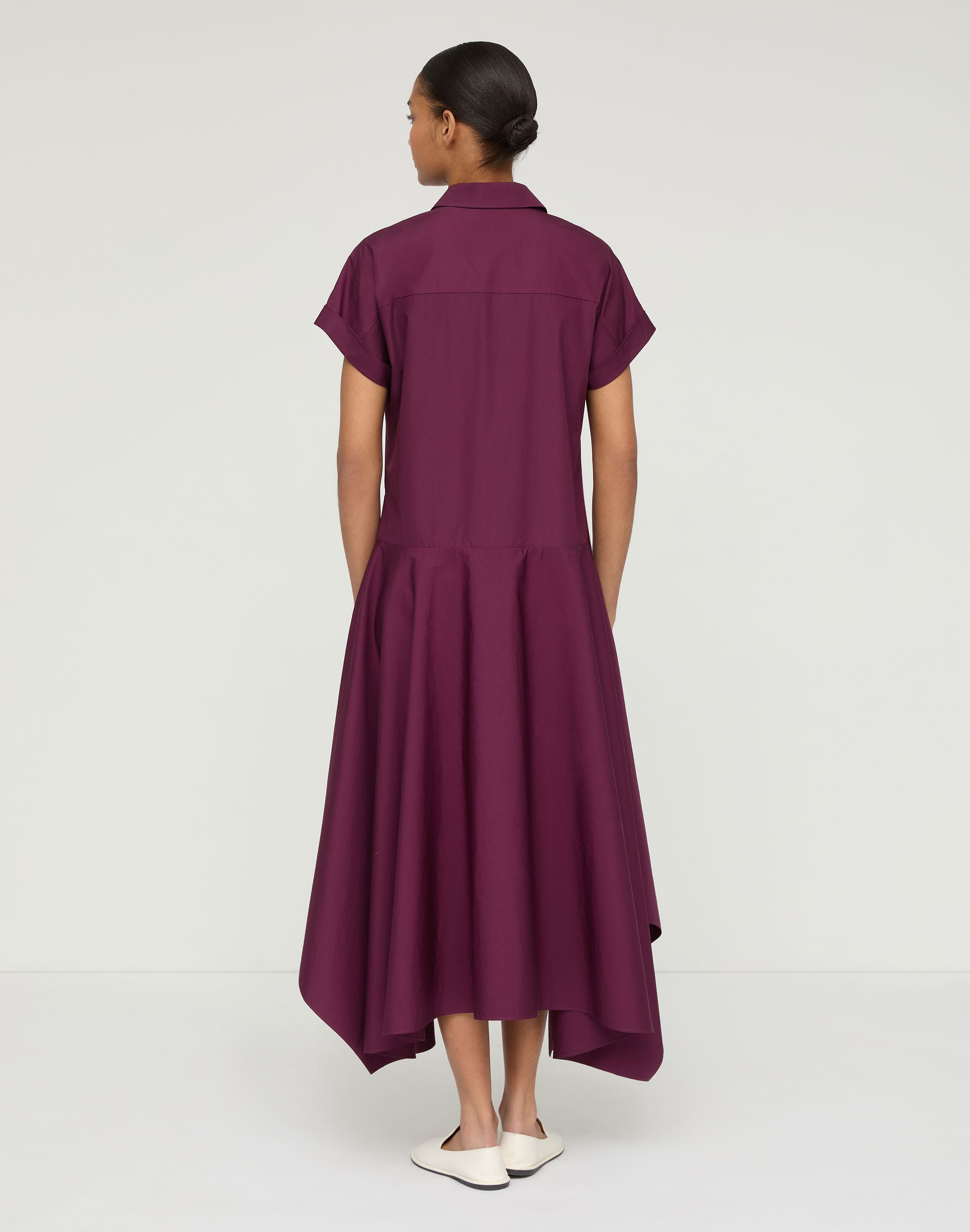 Petite Organic Cotton Poplin Drop Waist Shirtdress